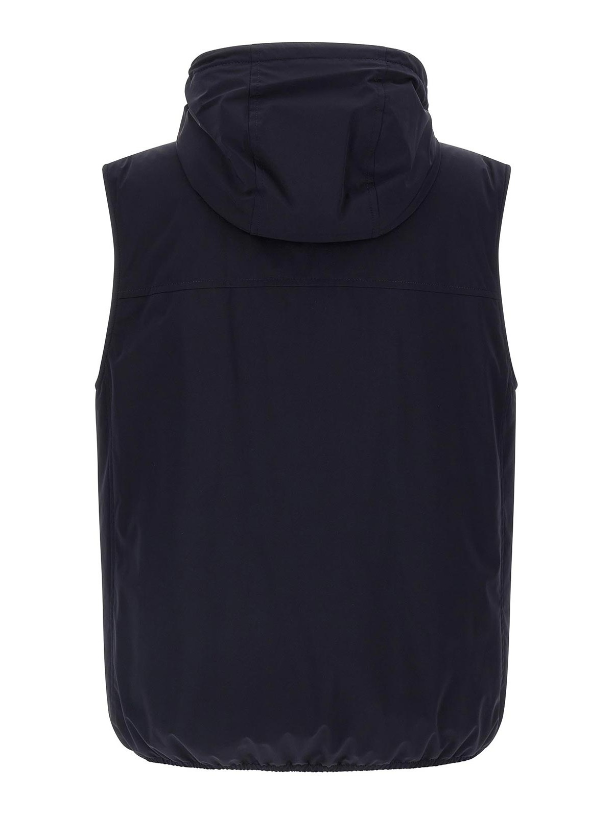 Brunello Cucinelli Blue Nylon Hooded Vest In Blue