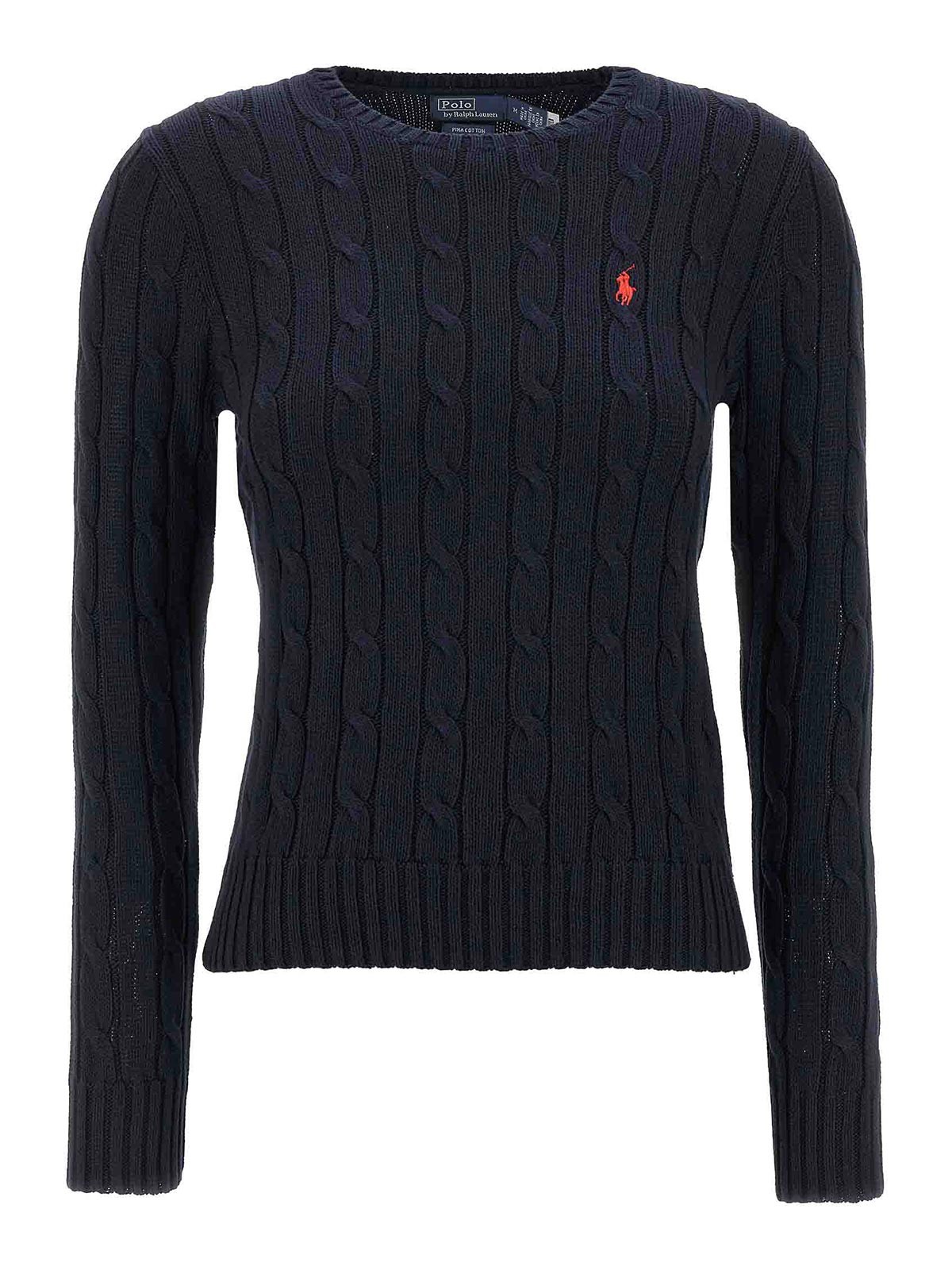 Polo Ralph Lauren Braided Cotton Sweater In Blue