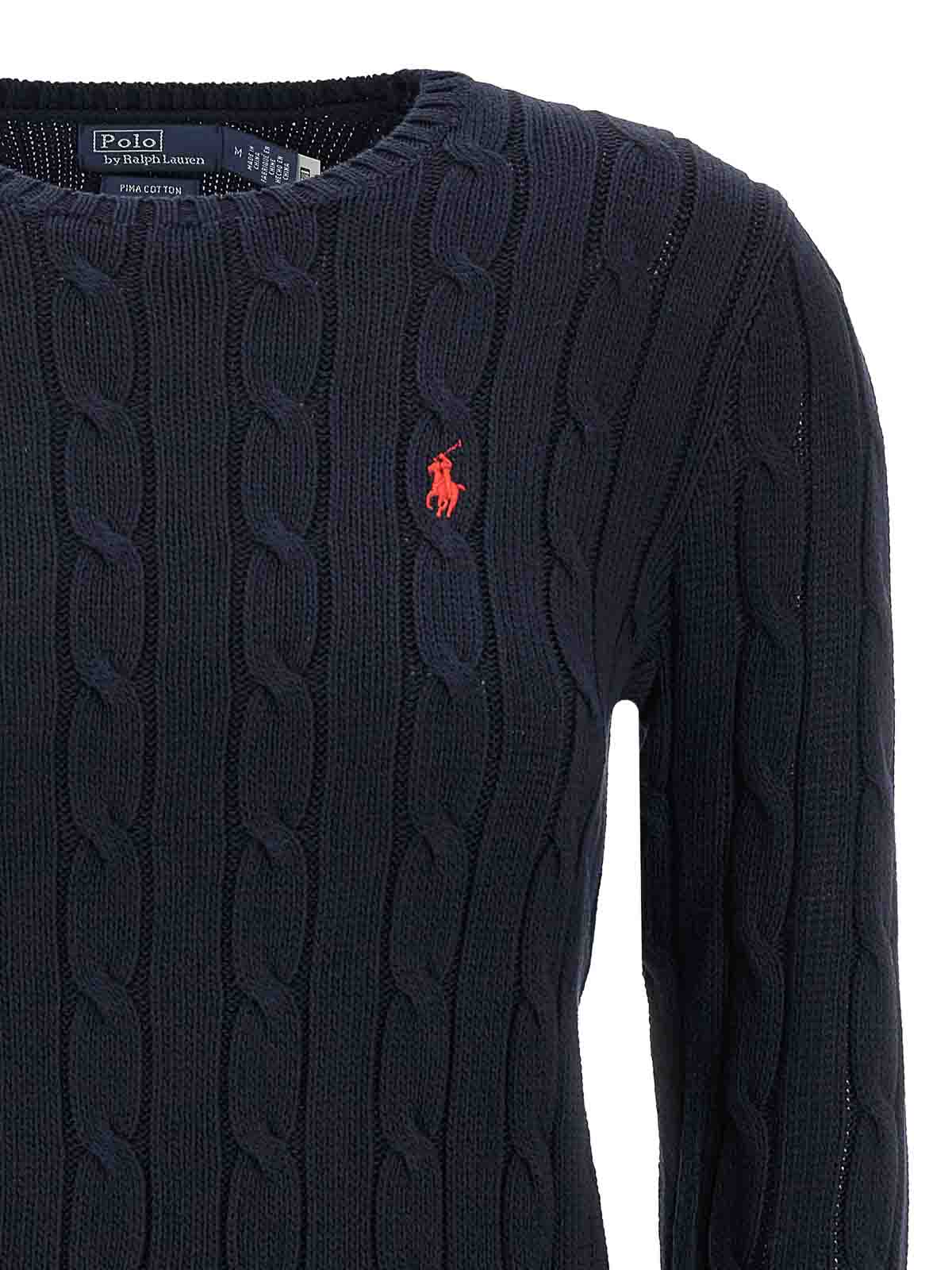 Polo Ralph Lauren Blue Cable-knit Cotton Crewneck Sweater In Blue