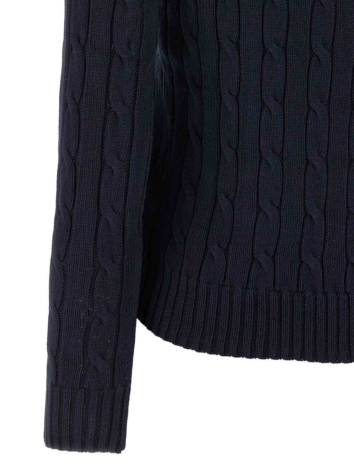 Polo Ralph Lauren Blue Cable-knit Cotton Crewneck Sweater In Blue