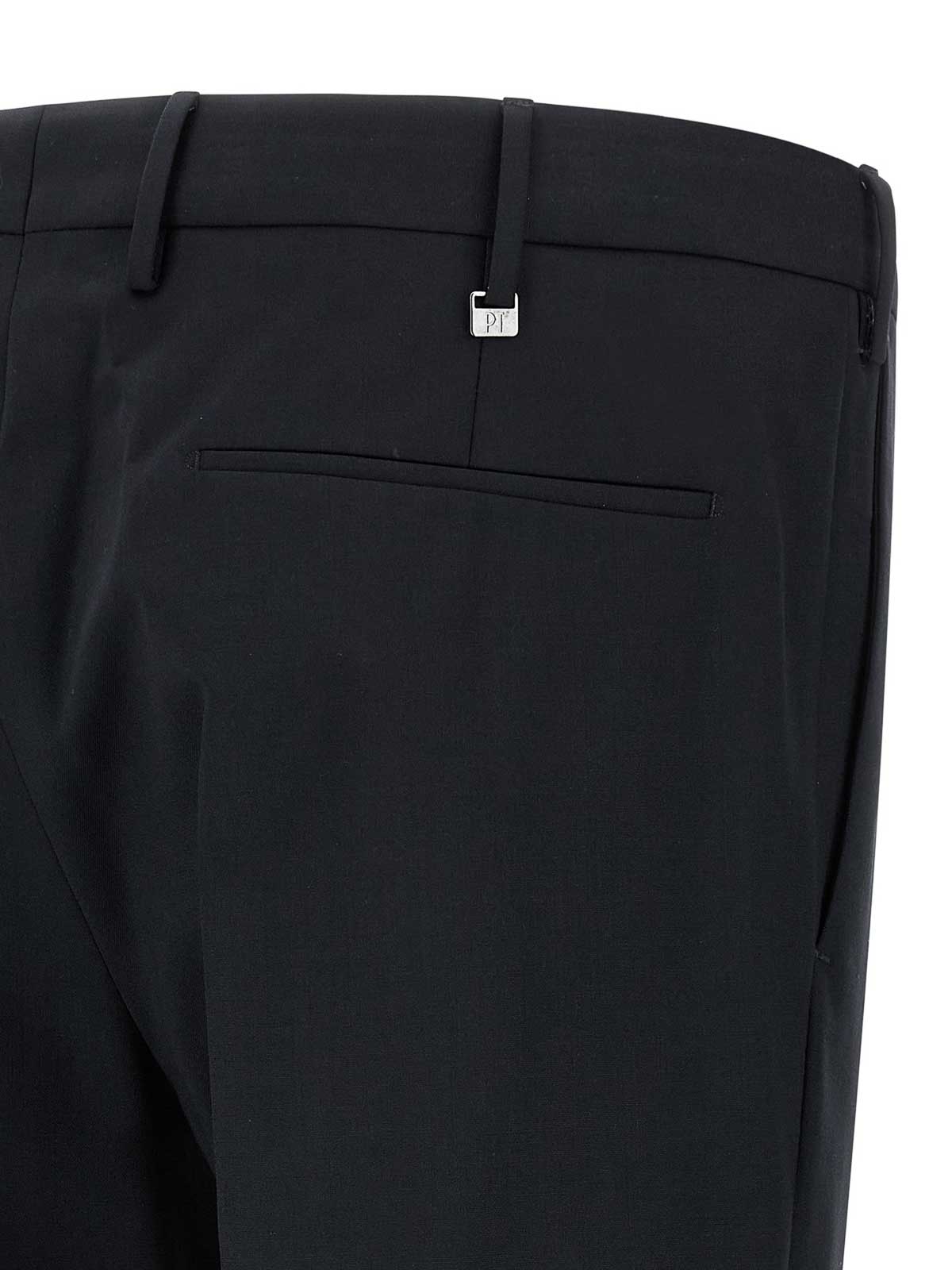 Pt Torino Pant Wool Stretch Front Pleats In Black