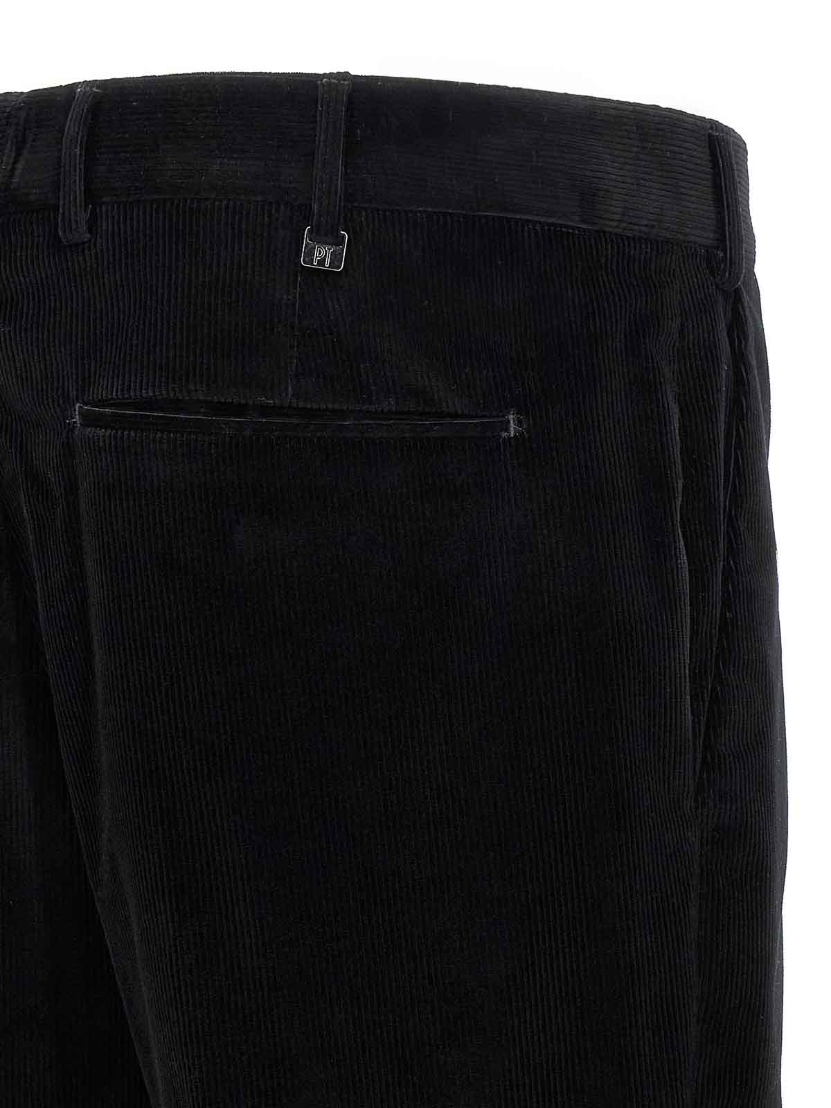 Pt Torino Rebel Corduroy Tapered Trousers In Black