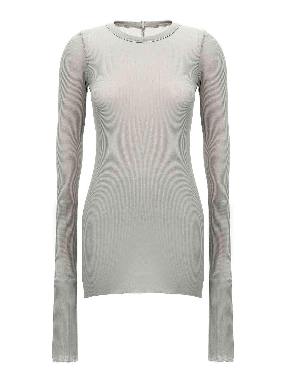 Rick Owens Rib Ls T T-shirt In Gray