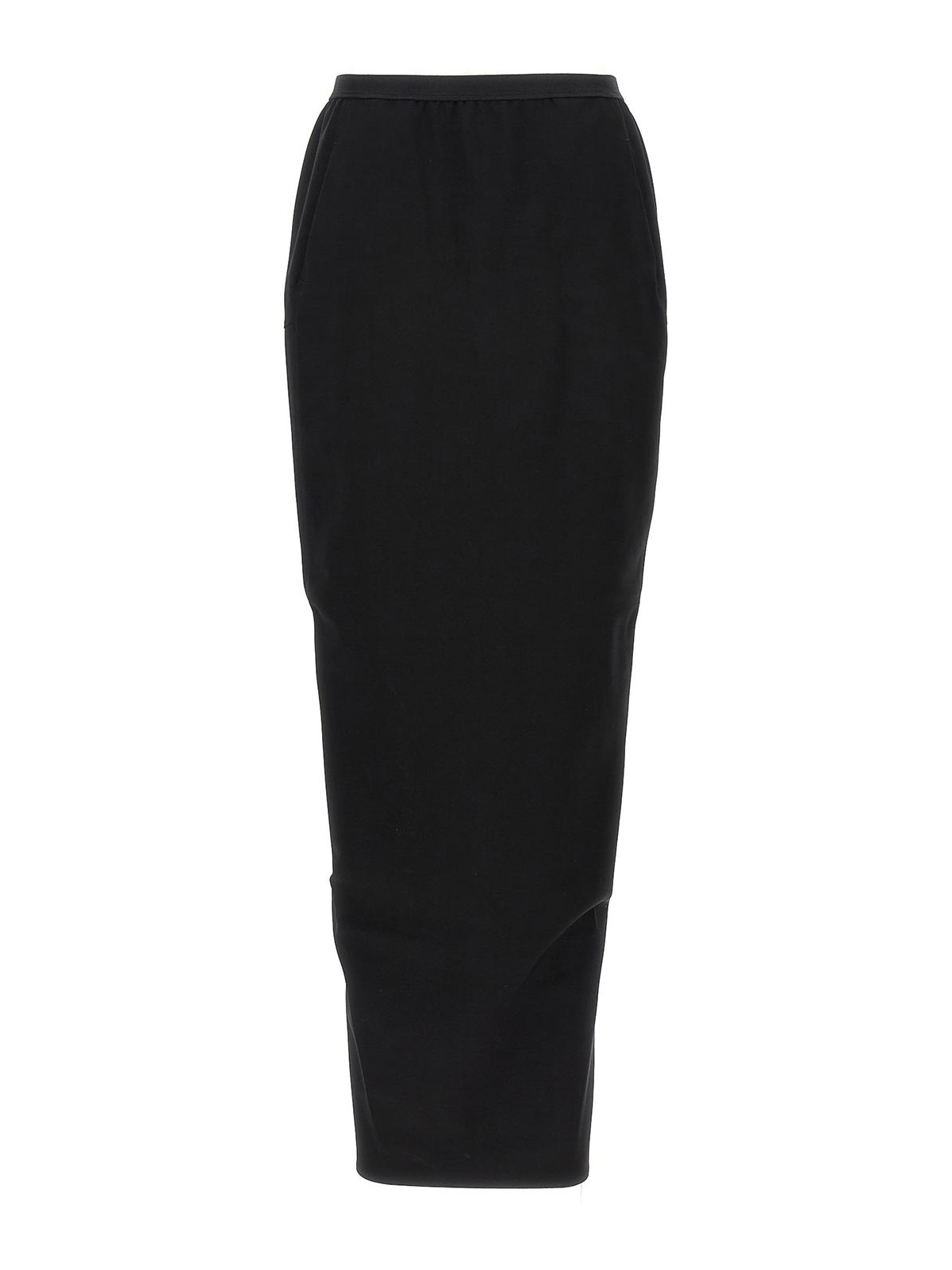 Rick Owens Soft Cotton Long Skirt With Back Split In Black