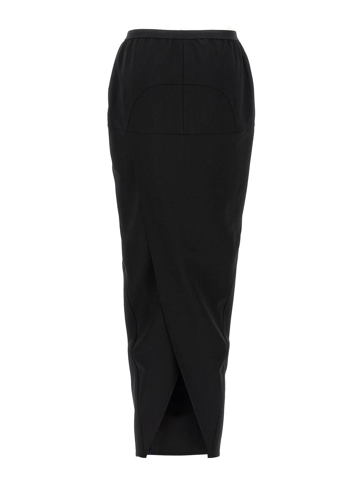 Rick Owens Soft Cotton Long Skirt With Back Split In Black