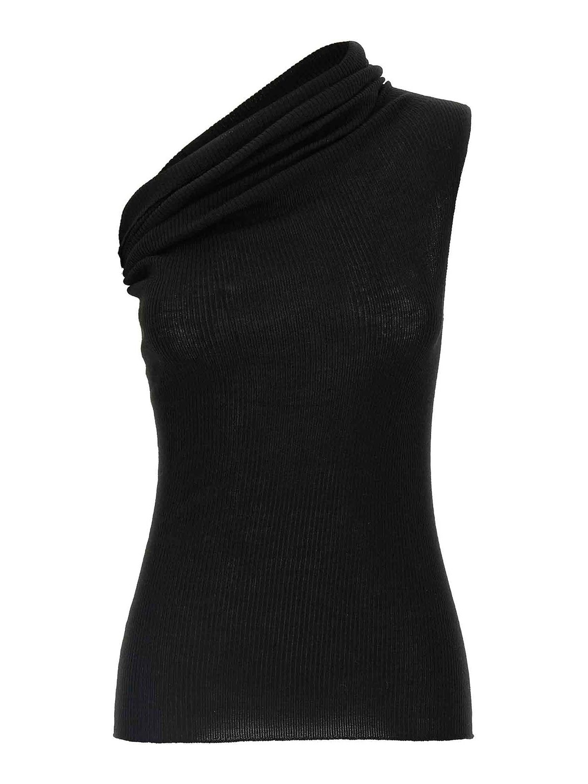 Rick Owens Womens Black Athena One-shoulder Knitted Top In Black