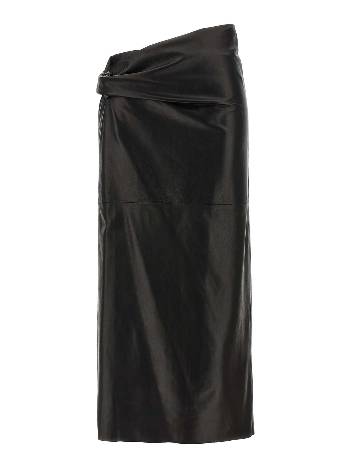 Alberta Ferretti Draped High Waist Midi Skirt In Black