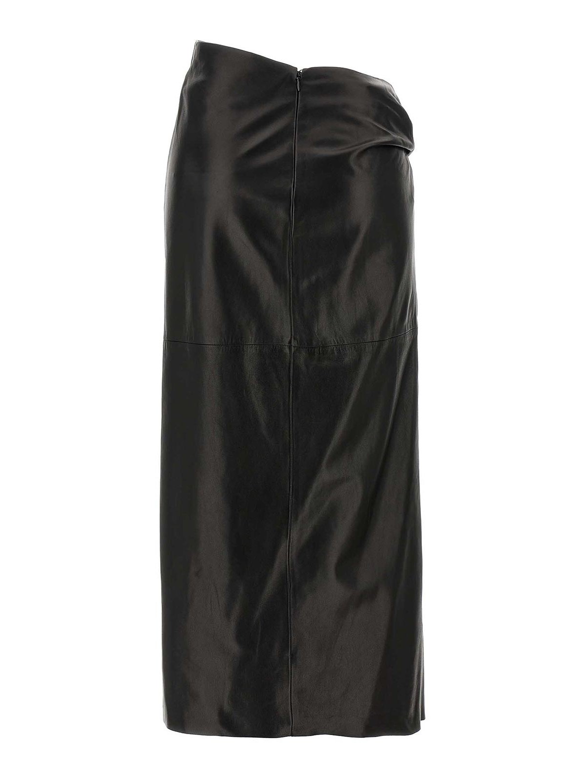 Alberta Ferretti Draped High Waist Midi Skirt In Black