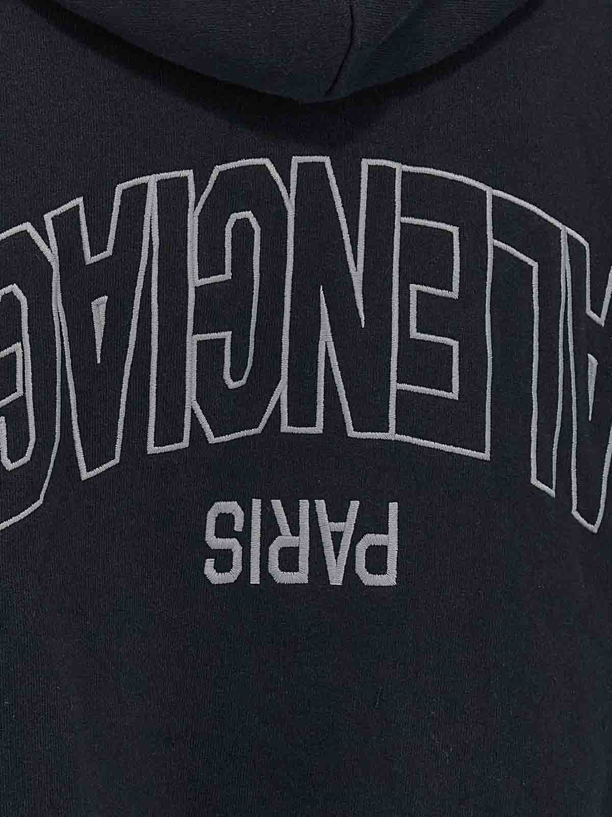 Balenciaga Flipped Uni Zip Sweatshirt In Black