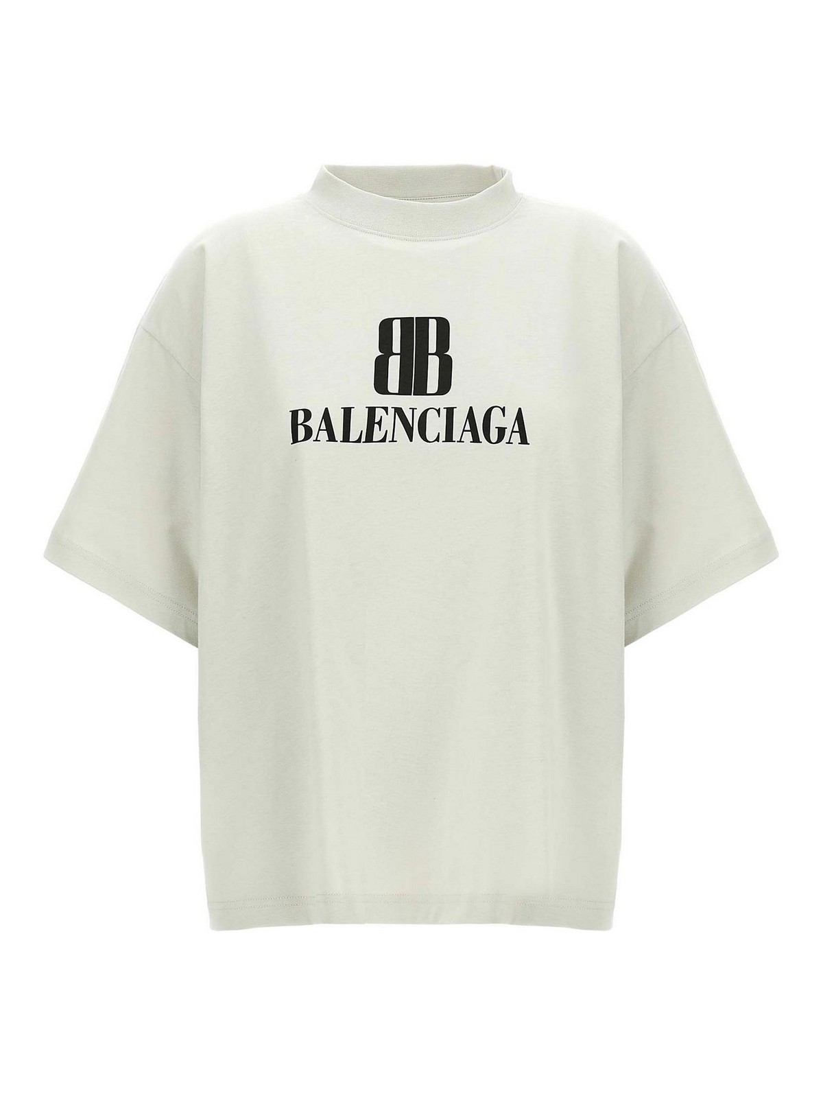 Balenciaga Cotton Tshirt With Logo Print In White