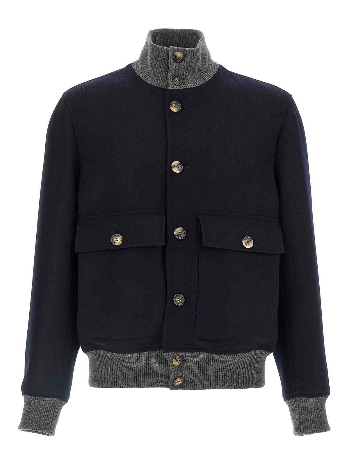 Brunello Cucinelli Wool Bomber Jacket Puffer Jackets Blue In Blue