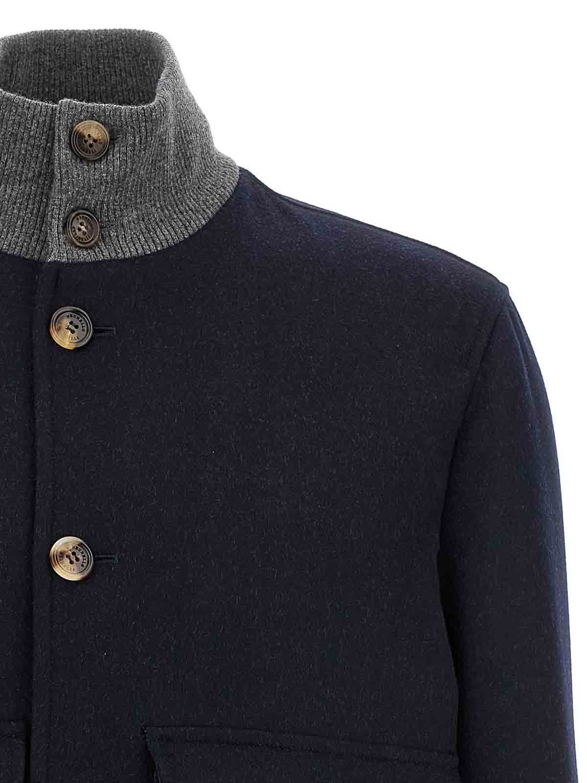 Brunello Cucinelli Wool Bomber Jacket Puffer Jackets Blue In Blue