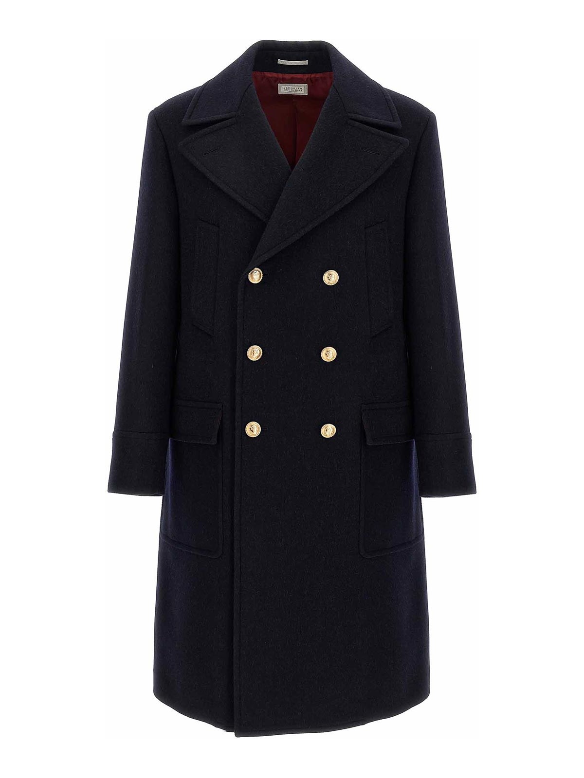 Brunello Cucinelli Martingale Double-breast Coat Men In Blue