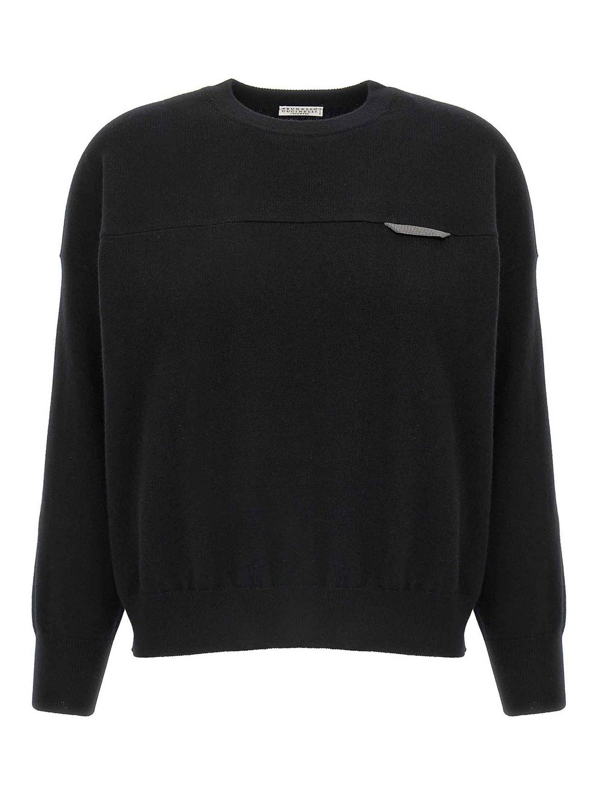 Brunello Cucinelli Monile Crop Sweater In Black