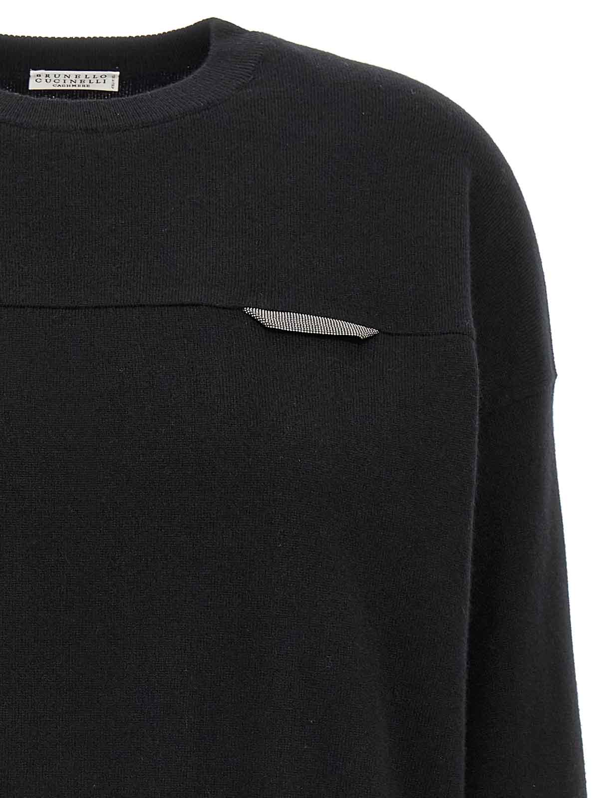 Brunello Cucinelli Monile Crop Sweater In Black