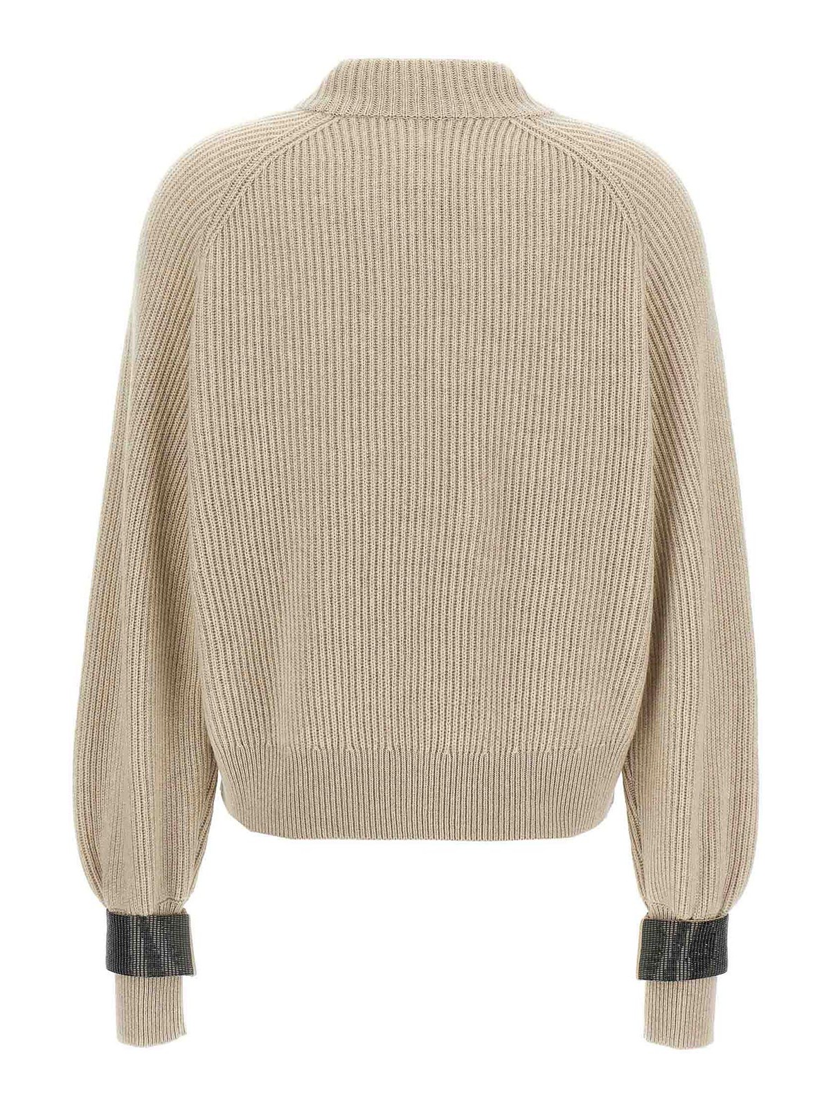 Brunello Cucinelli Monile Cuffs Sweater In Sand