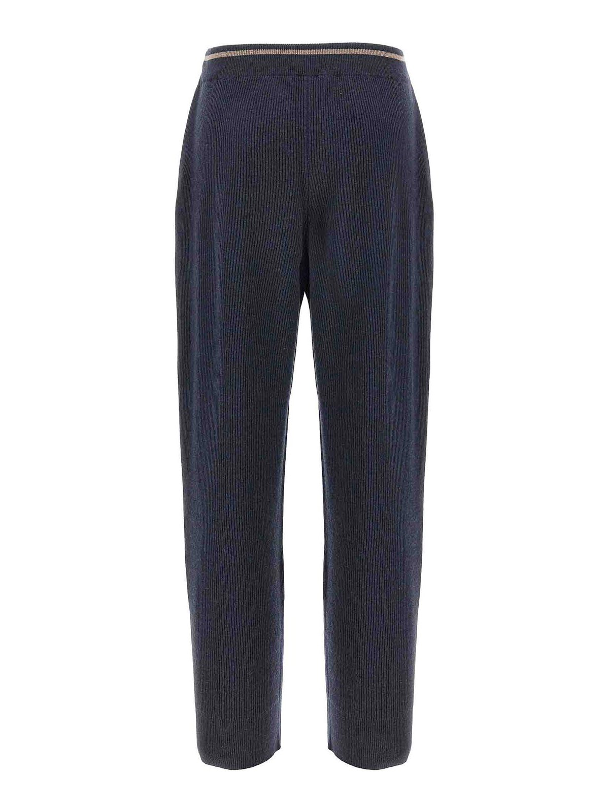 Brunello Cucinelli English Ribbed Trousers In Blue