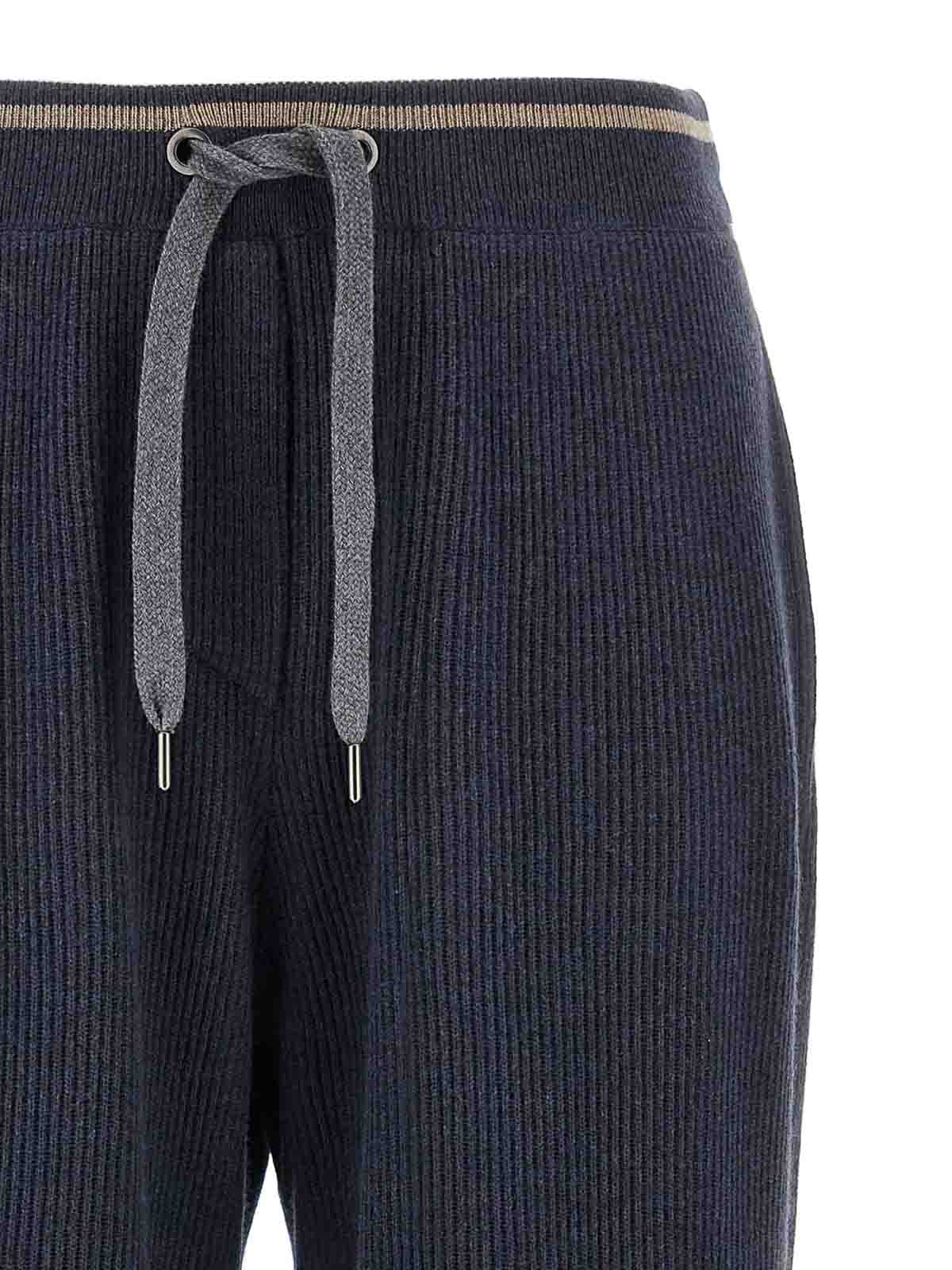 Brunello Cucinelli English Ribbed Trousers In Blue