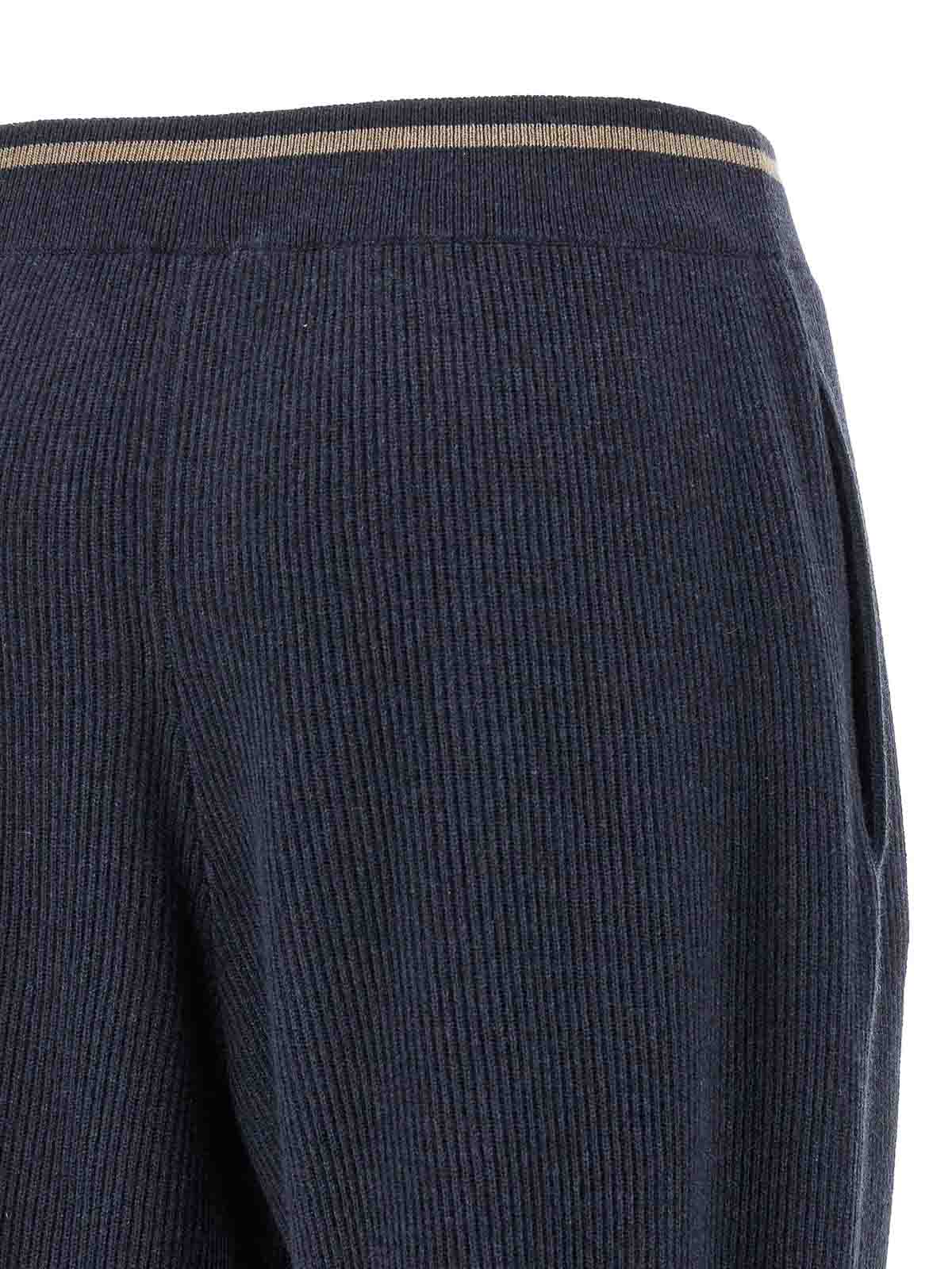 Brunello Cucinelli English Ribbed Trousers In Blue