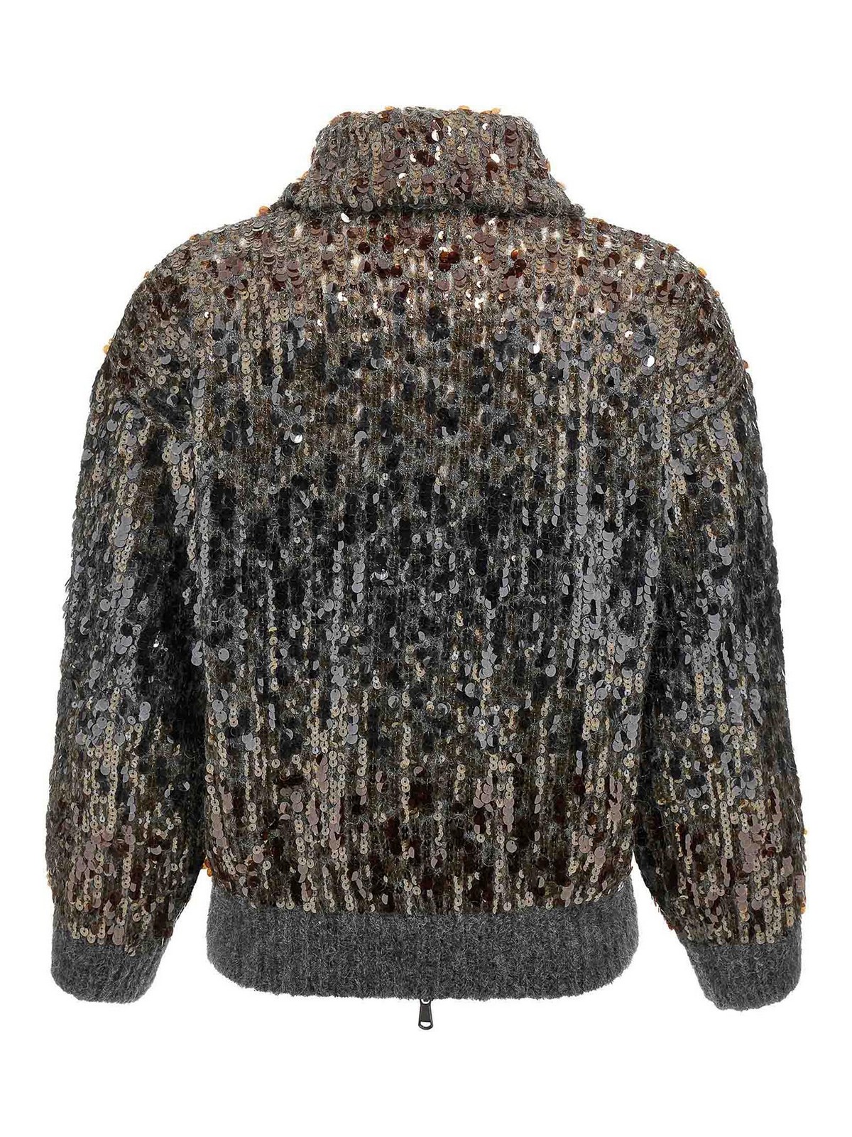 Brunello Cucinelli Dazzling Dgrad Embroidery Cardigan In Gray