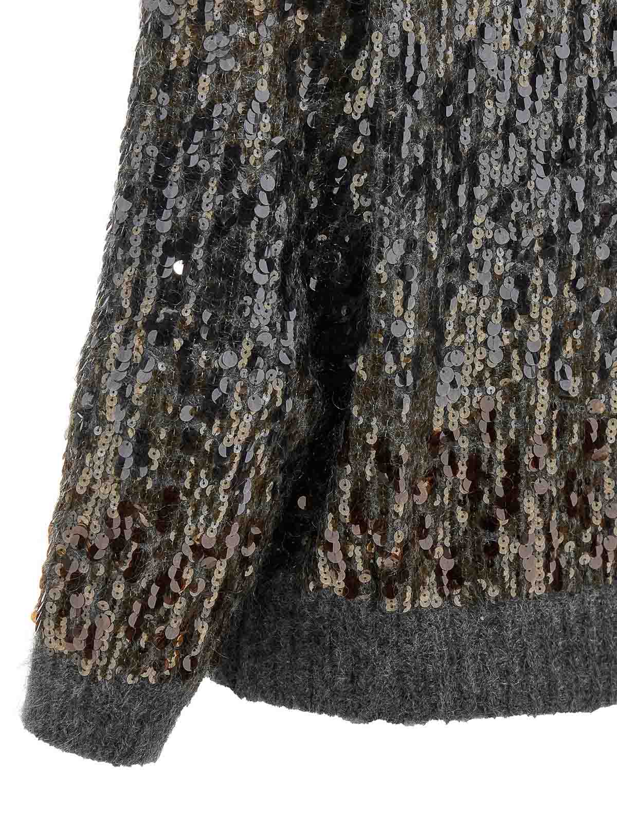 Brunello Cucinelli Dazzling Dgrad Embroidery Cardigan In Gray