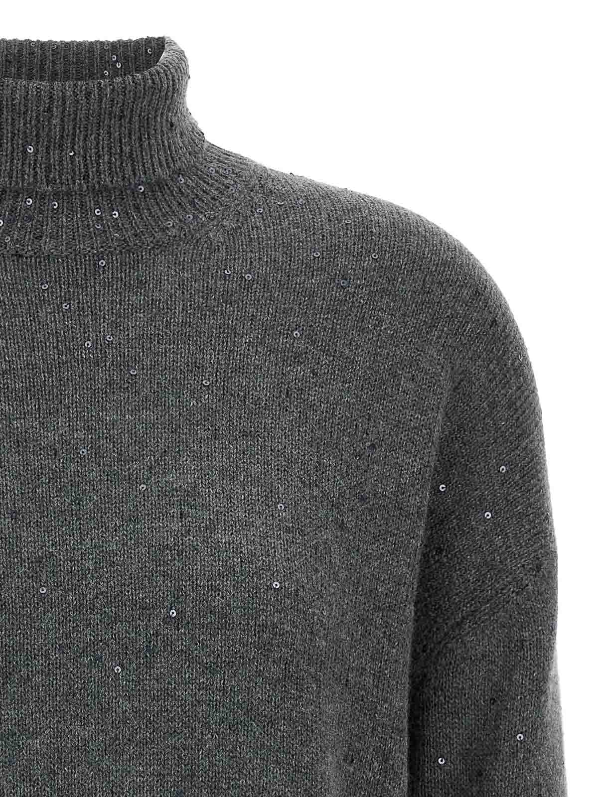 Brunello Cucinelli Sequin Sweater In Gray