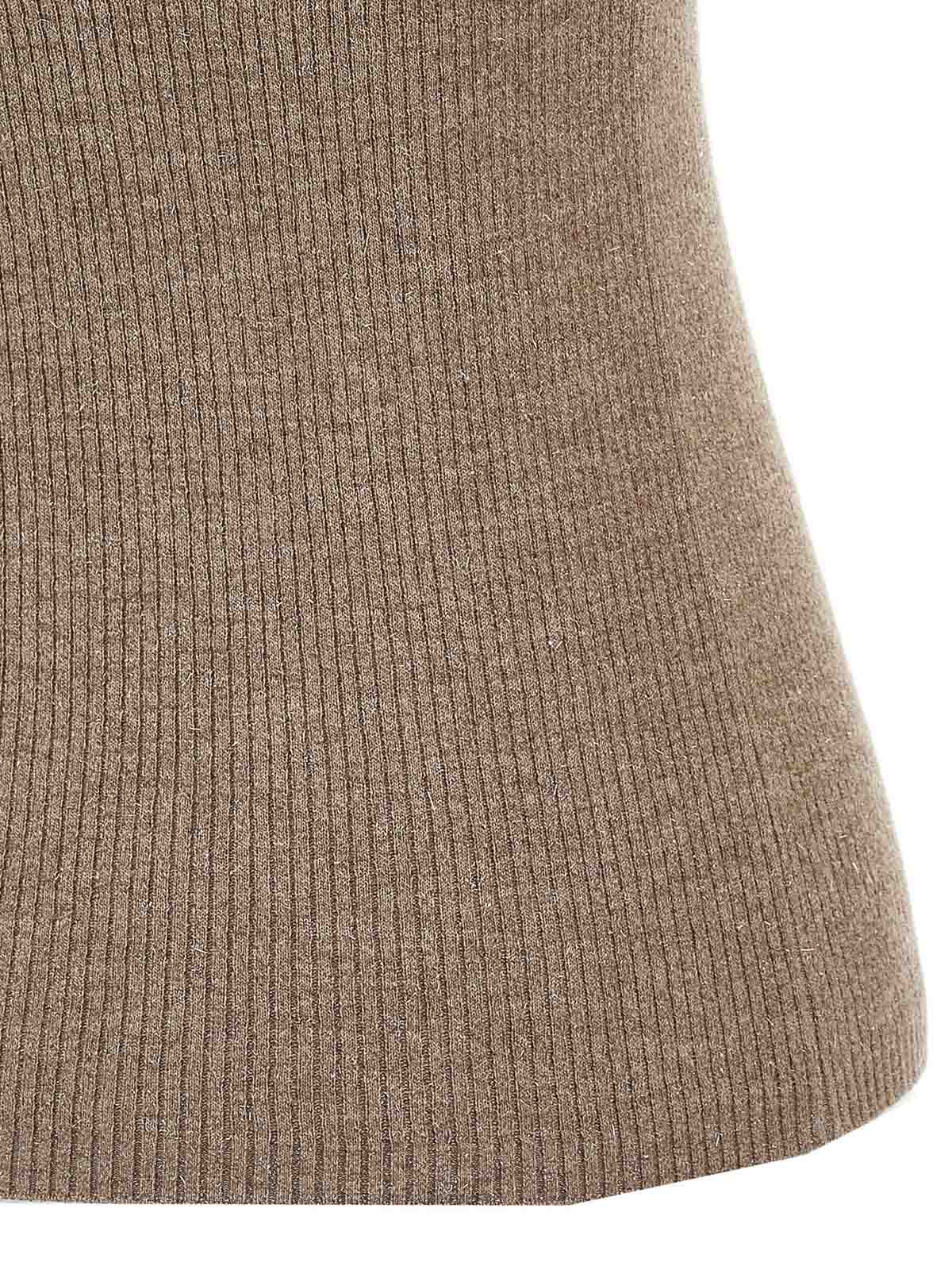Brunello Cucinelli Shimmering Ribbed Crew Neck T-shirt In Brown