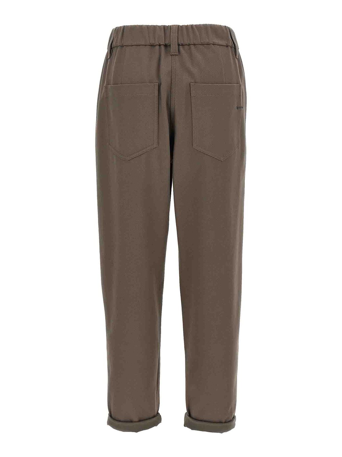 Brunello Cucinelli Shiny Bartack Pants In Gray