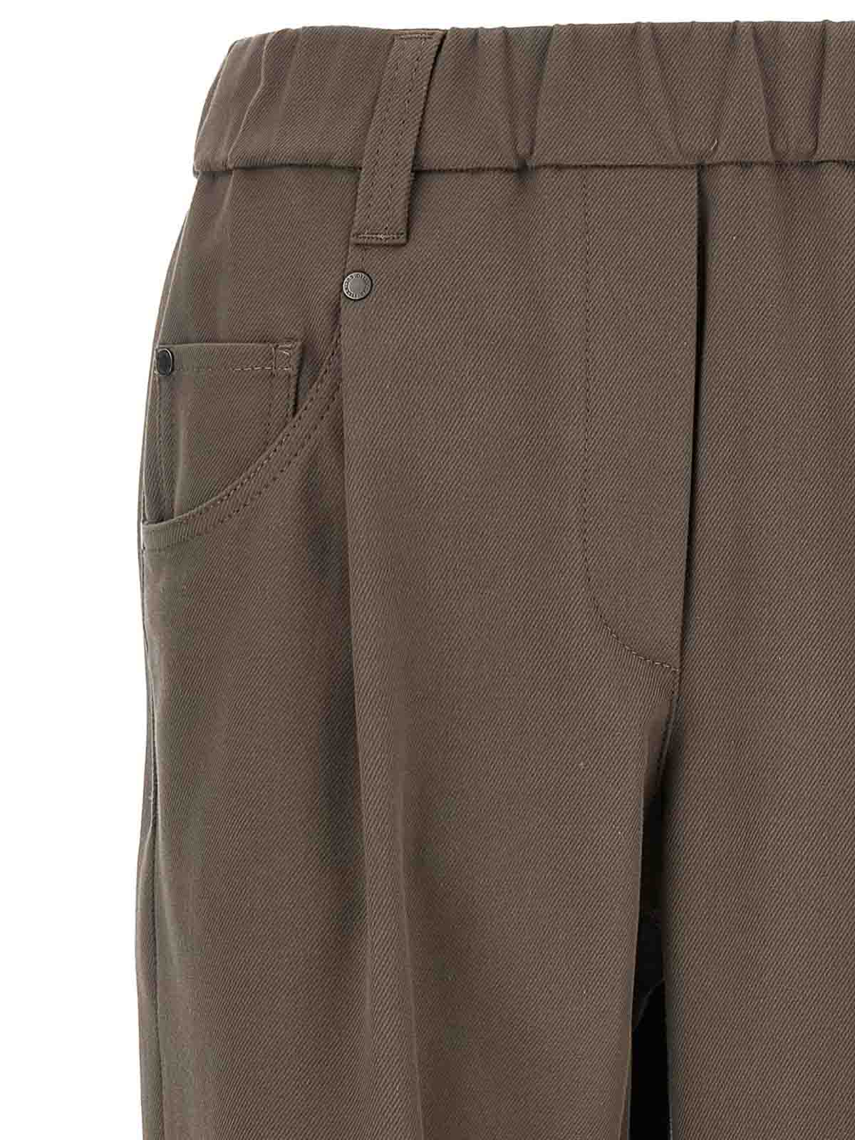 Brunello Cucinelli Shiny Bartack Pants In Gray