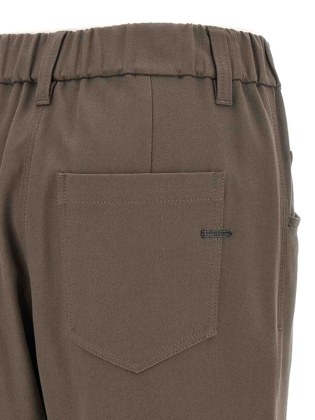 Brunello Cucinelli Shiny Bartack Pants In Gray