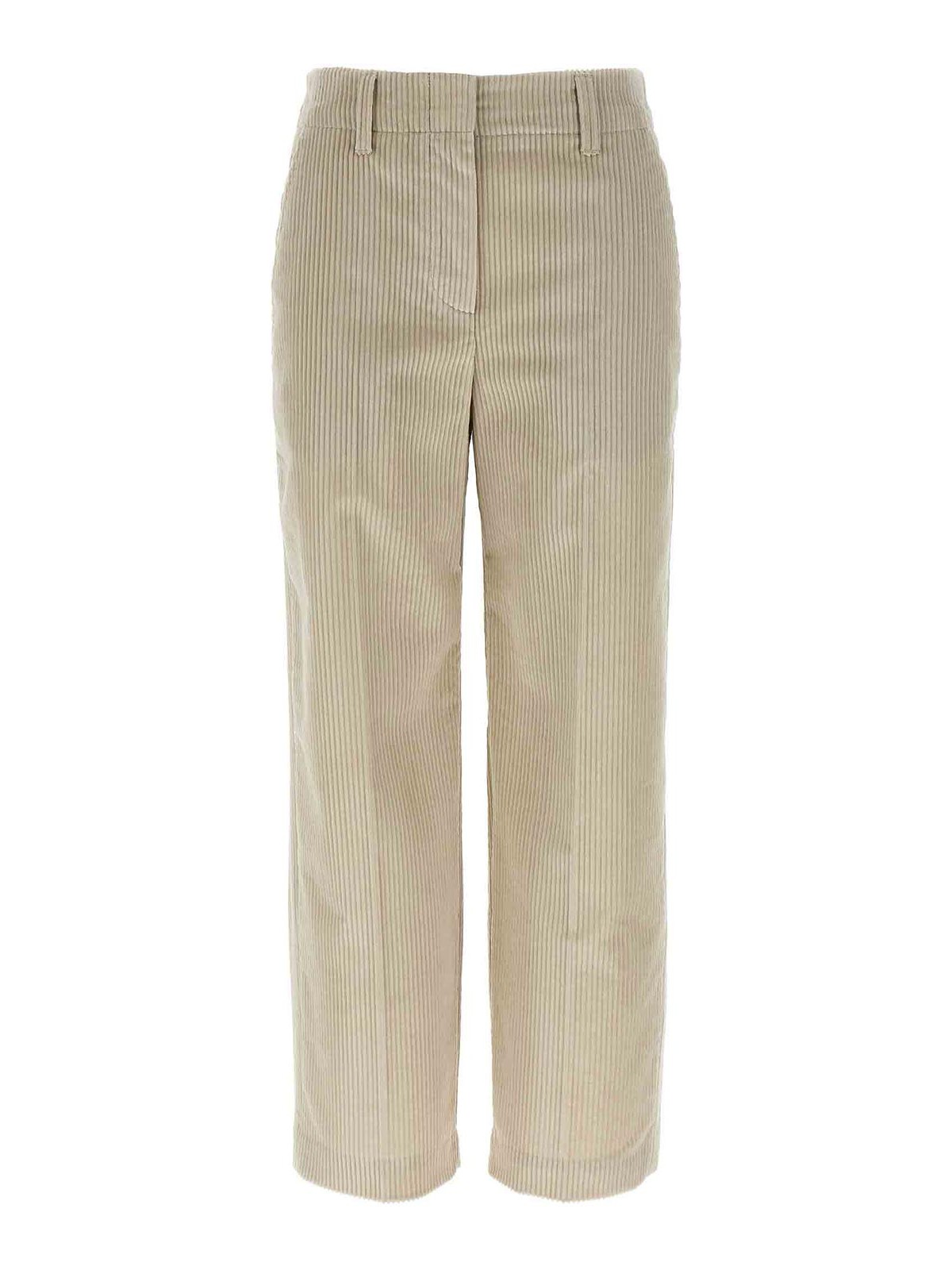 Brunello Cucinelli Monile Velvet Pants In Sand
