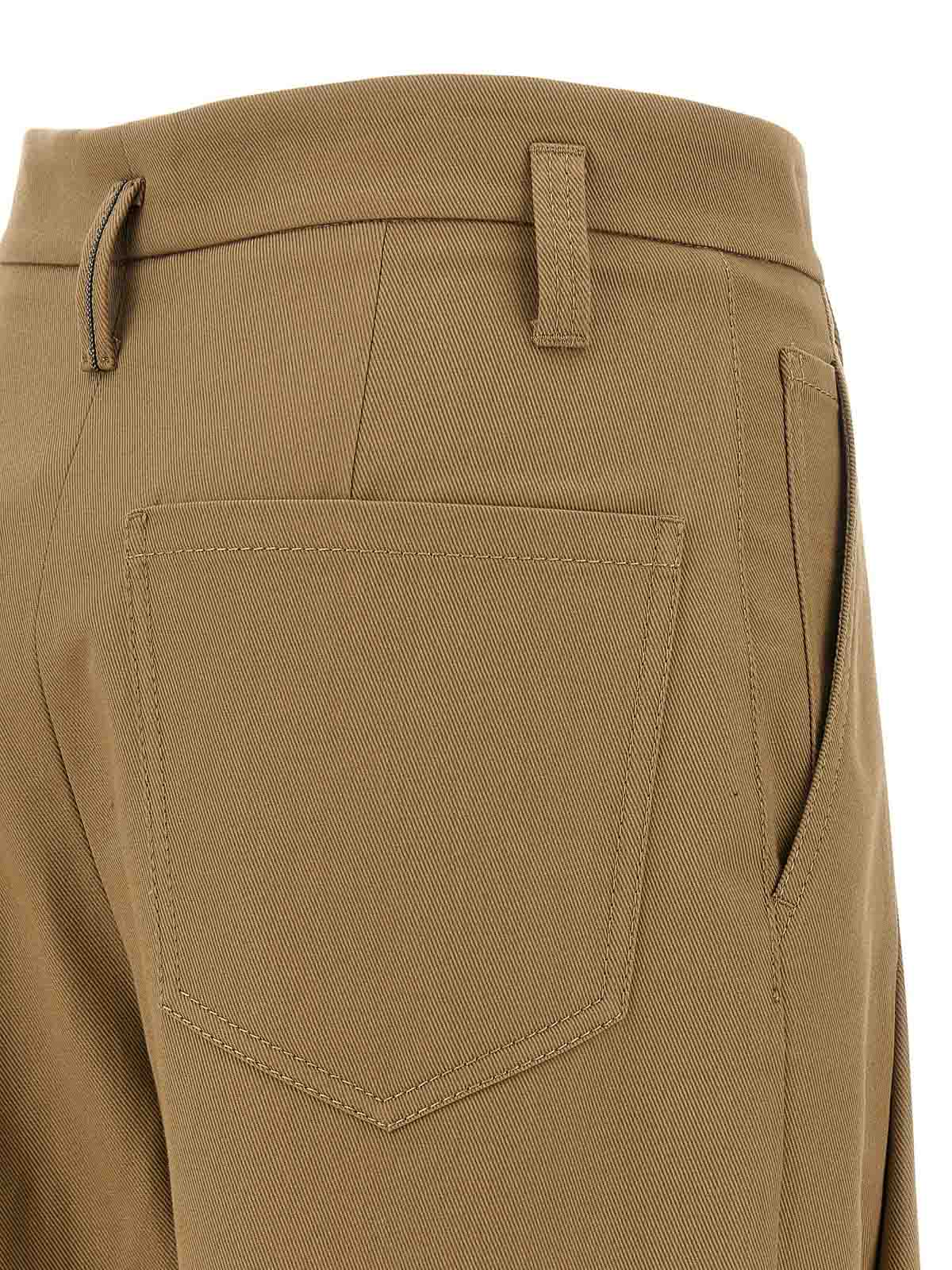 Brunello Cucinelli Trousers With Front Pleats And Wide Leg In Brown