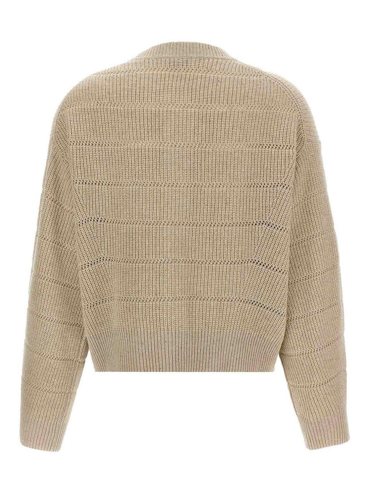 Brunello Cucinelli Rustic Dazzling Net Cardigan In Sand