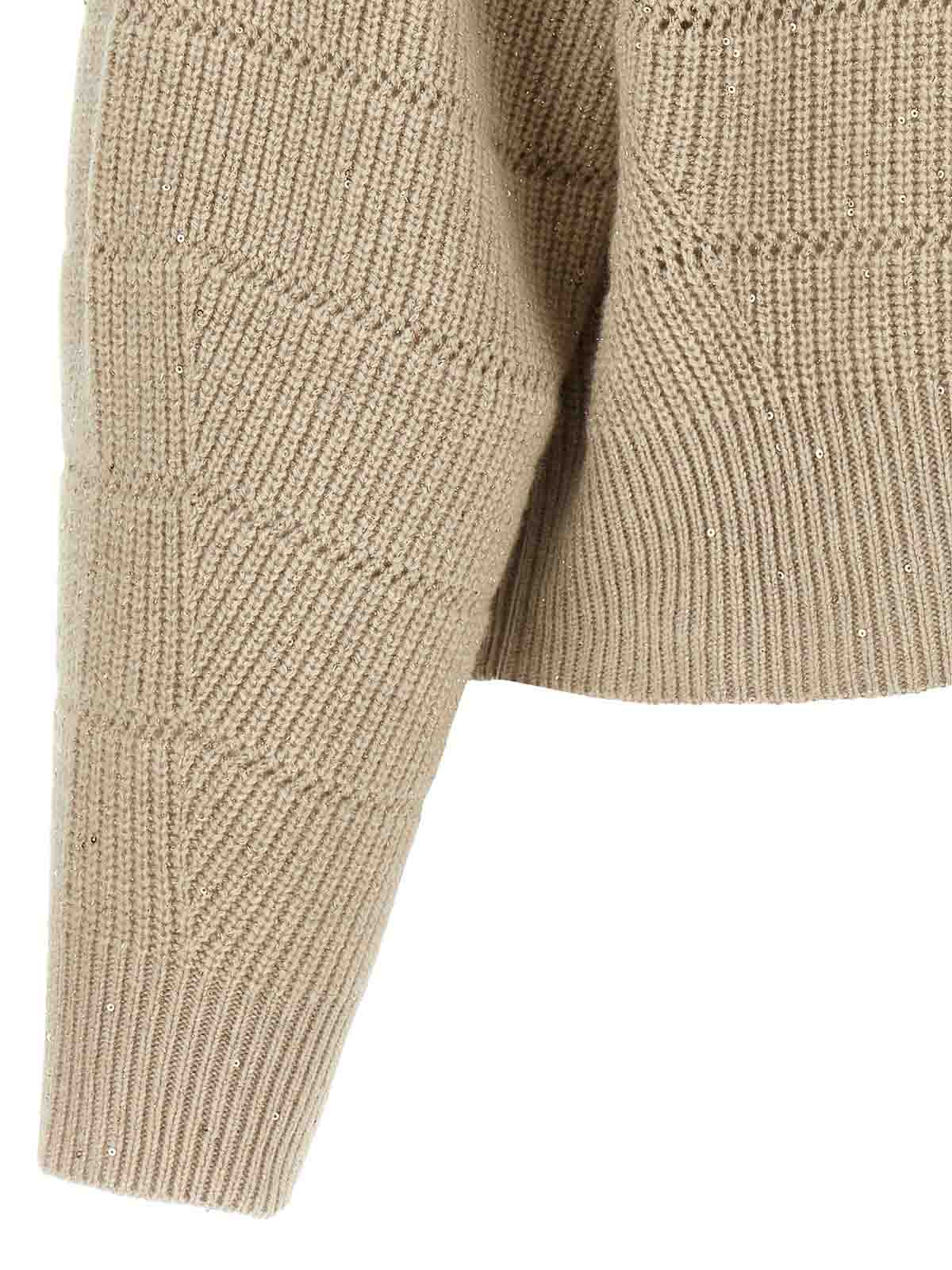 Brunello Cucinelli Rustic Dazzling Net Cardigan In Sand