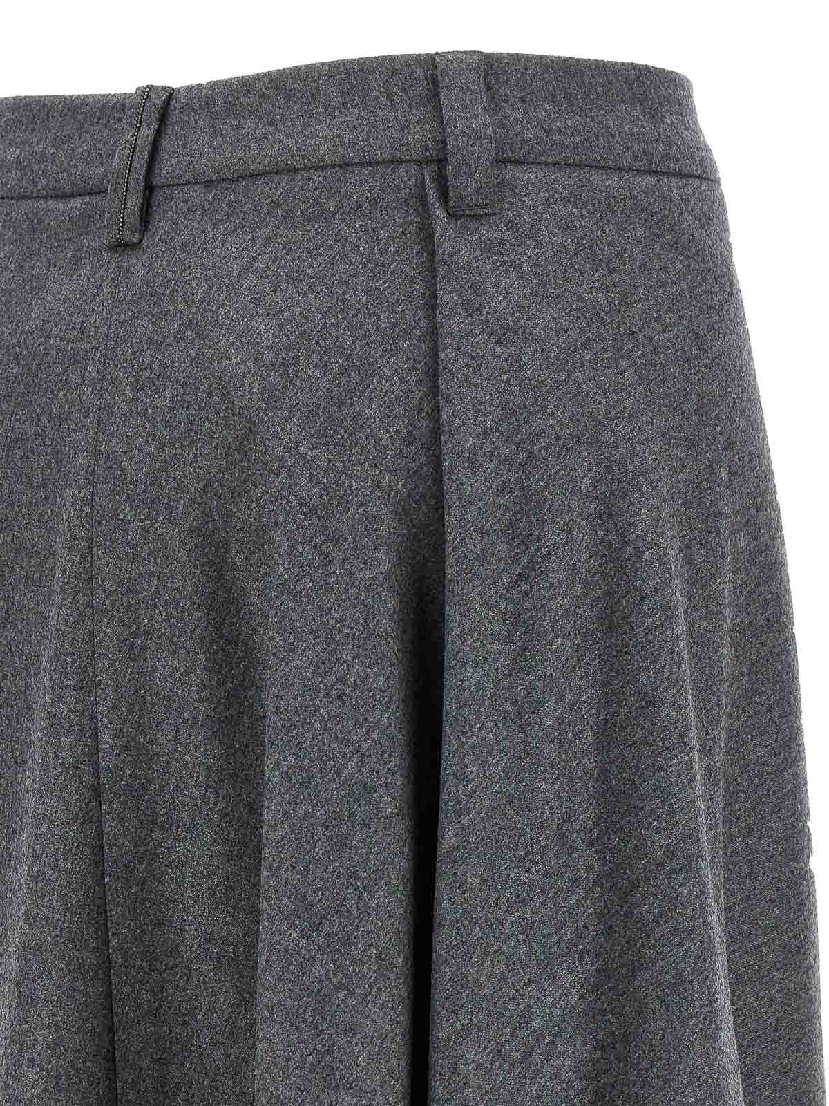 Brunello Cucinelli Asymmetrical Wool Skirt In Gray