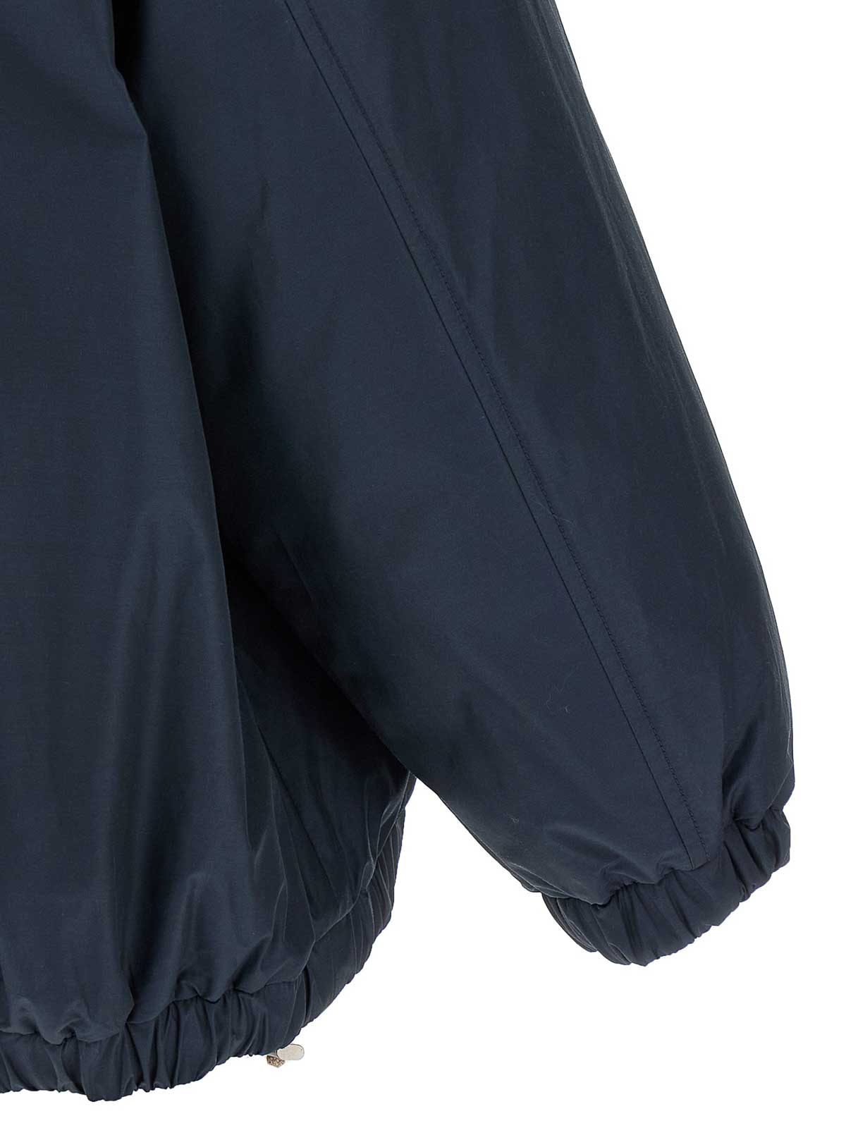 Brunello Cucinelli Knitted Hooded Down Jacket In Blue