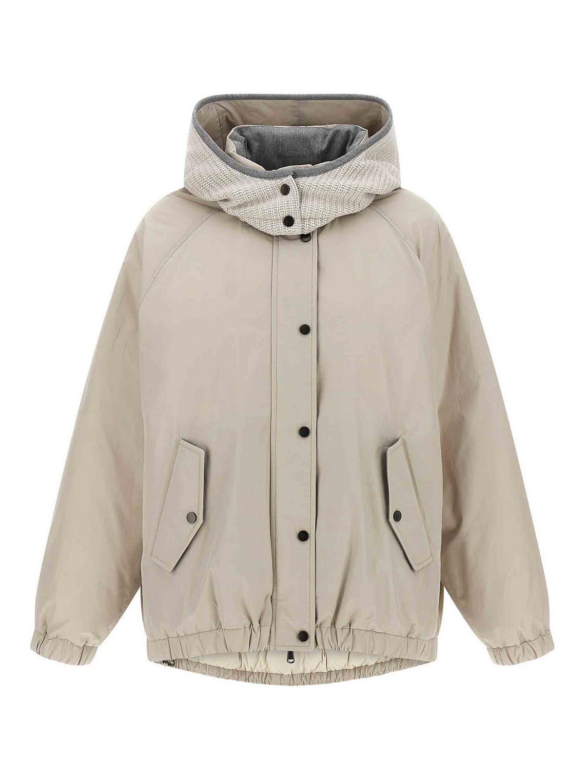 Brunello Cucinelli Hooded Down Jacket In Gray