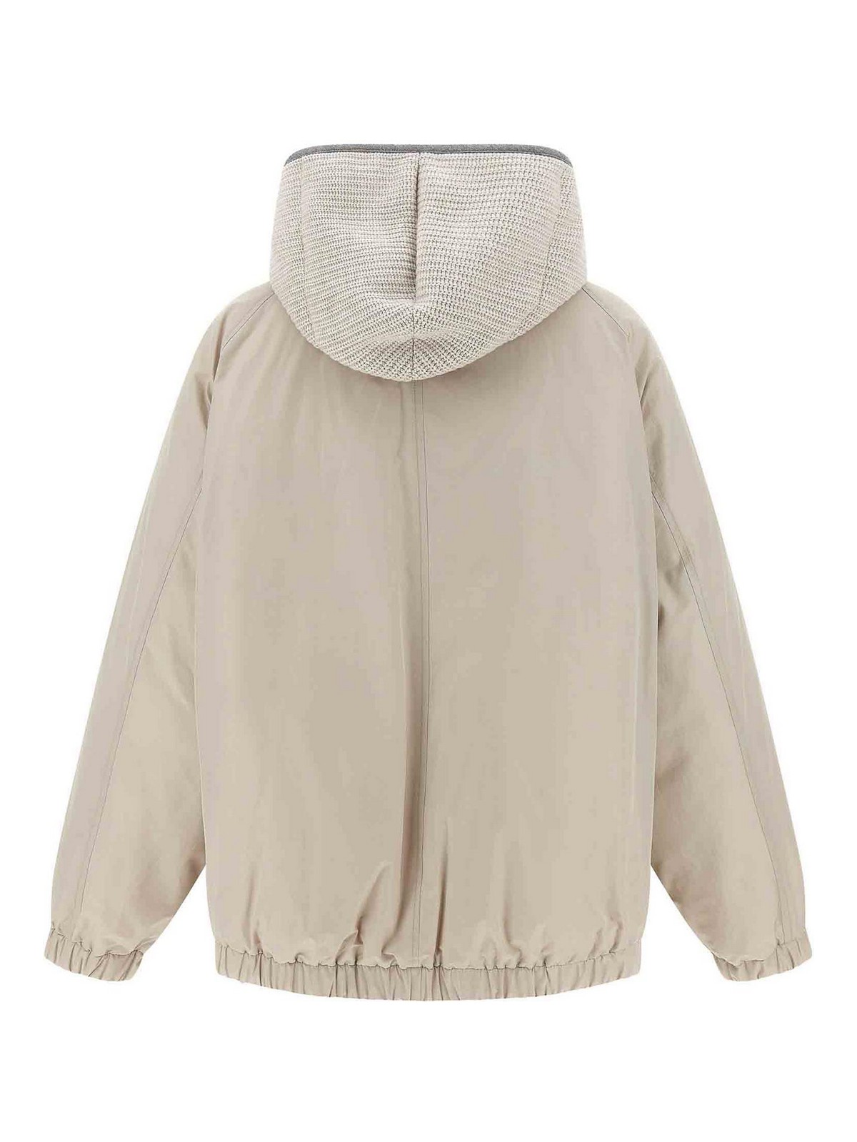 Brunello Cucinelli Hooded Down Jacket In Gray