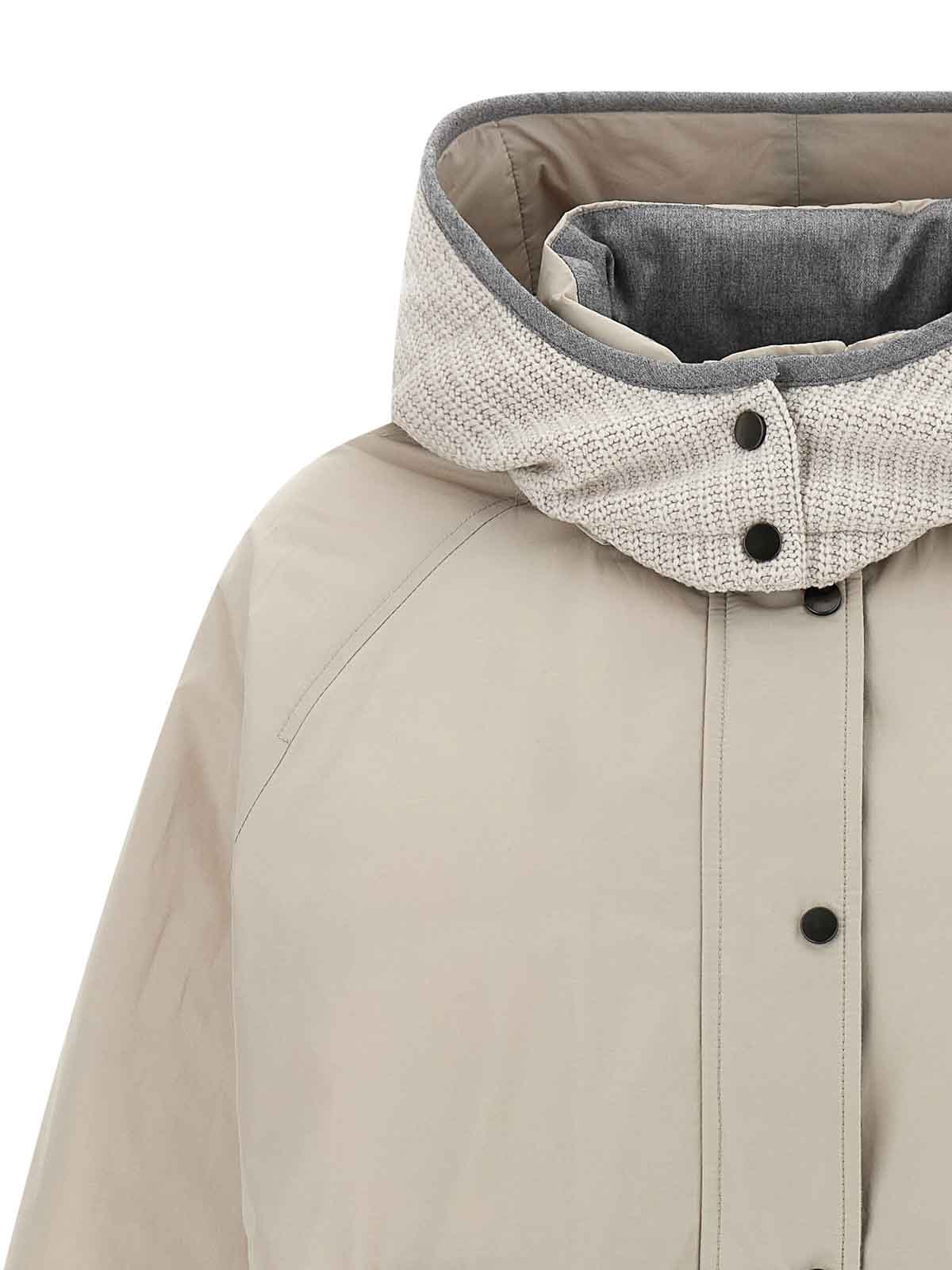 Brunello Cucinelli Hooded Down Jacket In Gray