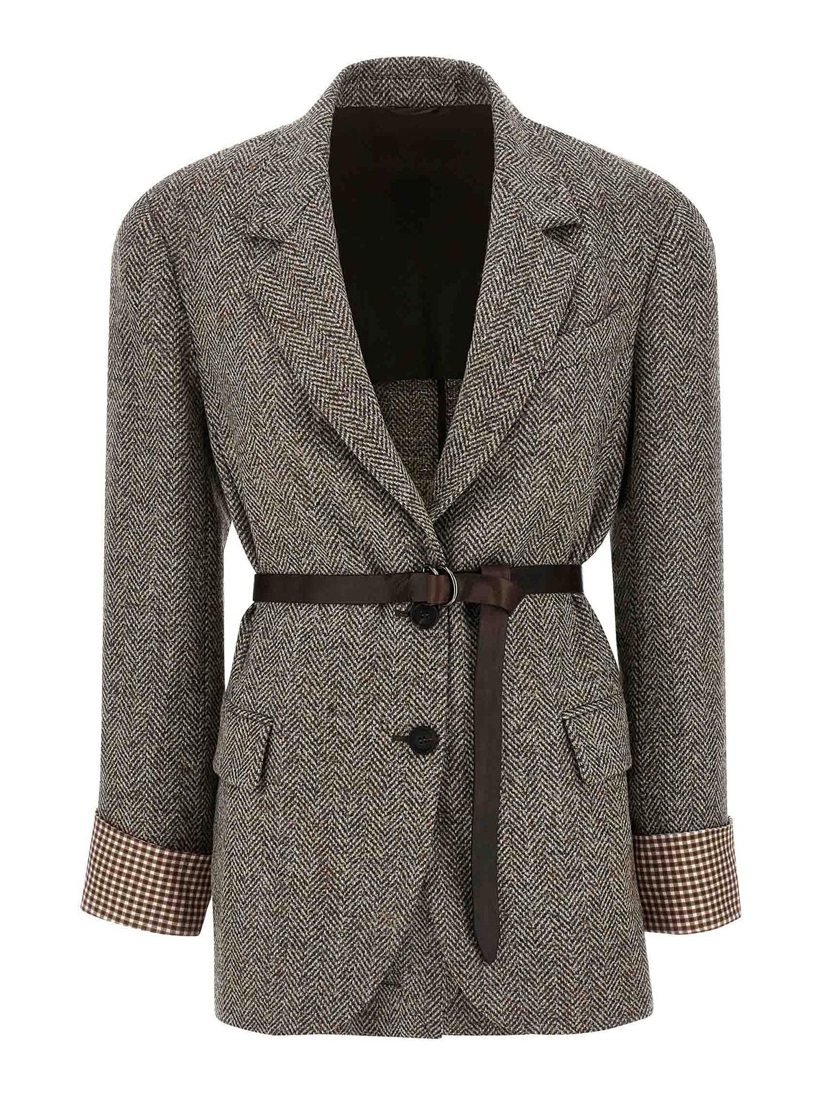 Brunello Cucinelli Belt Blazer In Brown