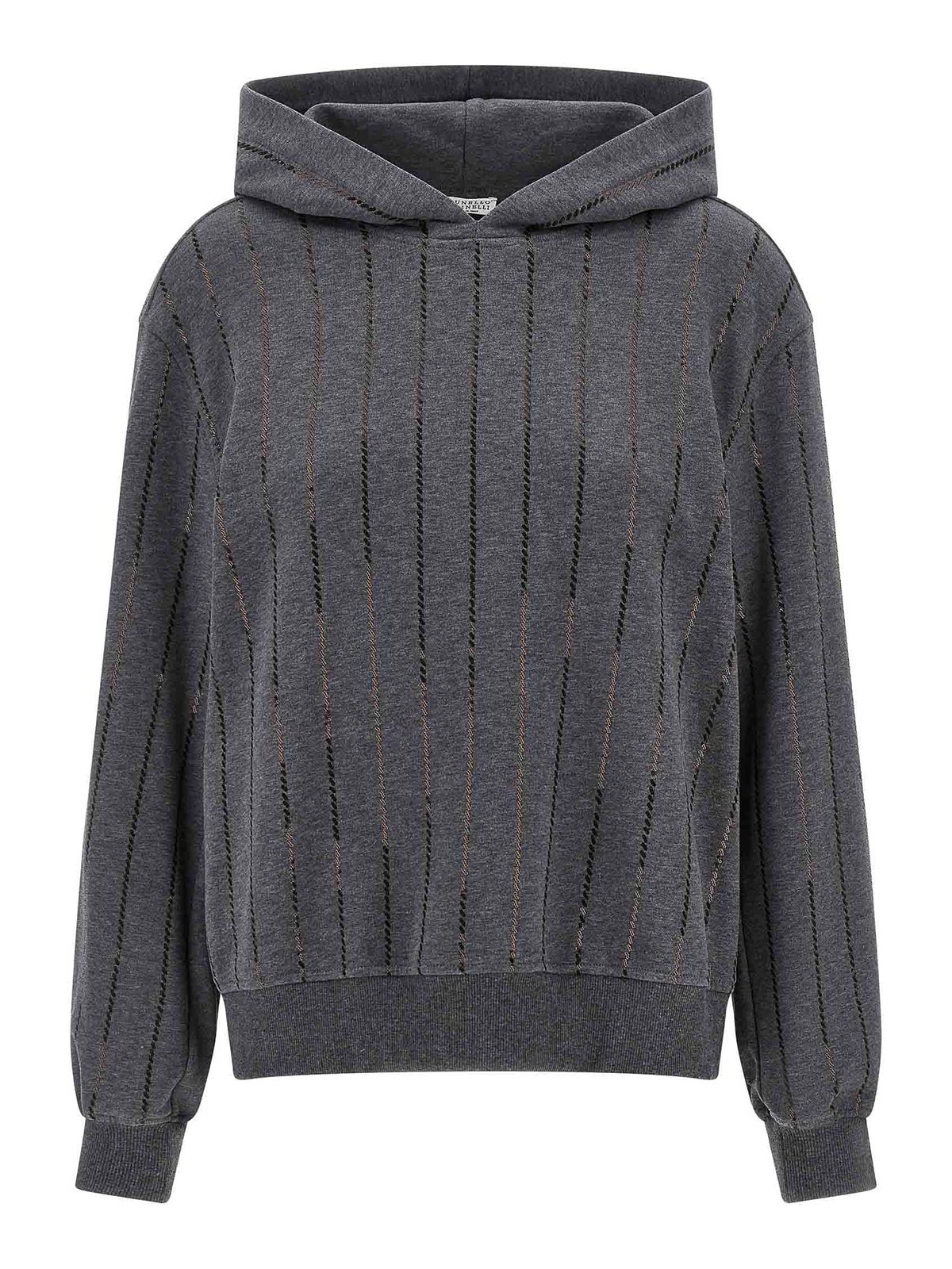 Brunello Cucinelli Micro Sequin Hoodie In Gray
