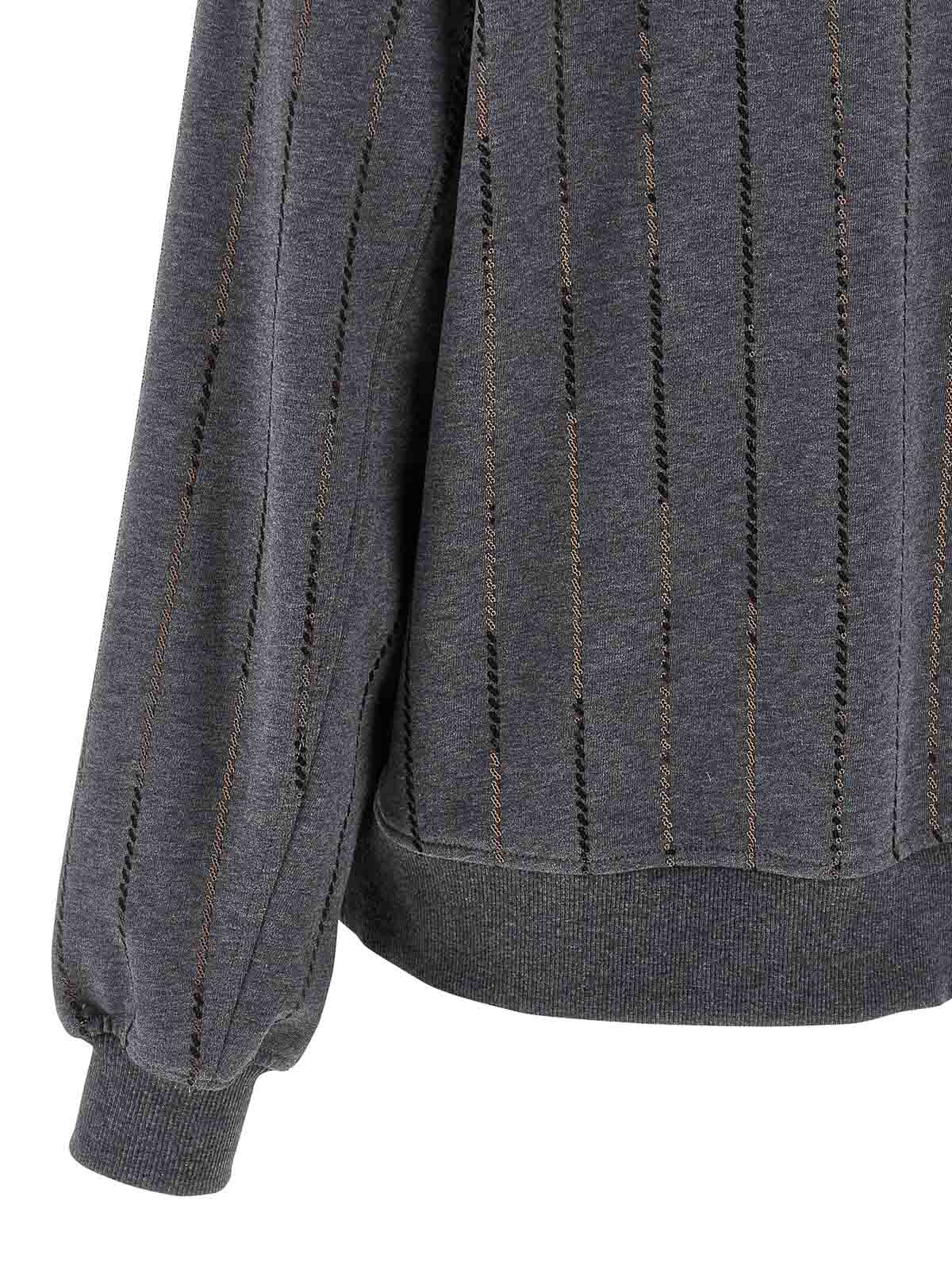 Brunello Cucinelli Micro Sequin Hoodie In Gray