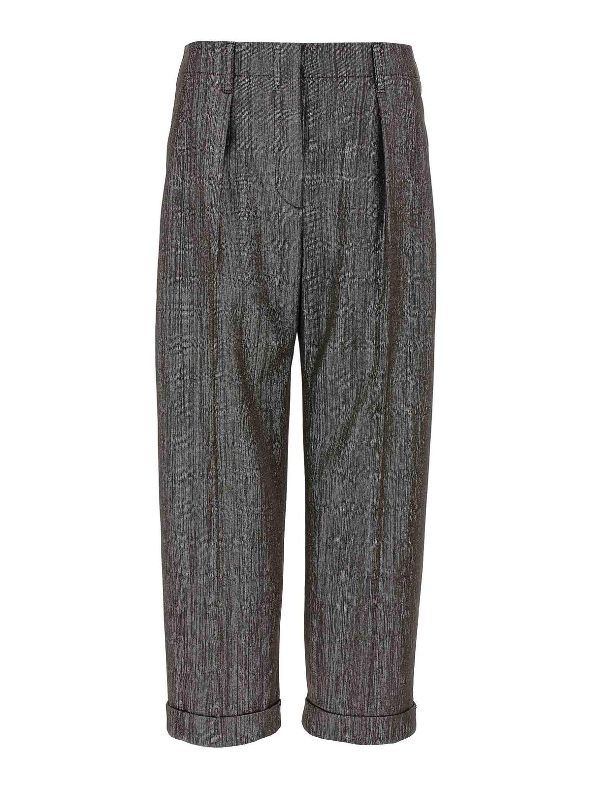 Brunello Cucinelli Lurex Pants In Brown