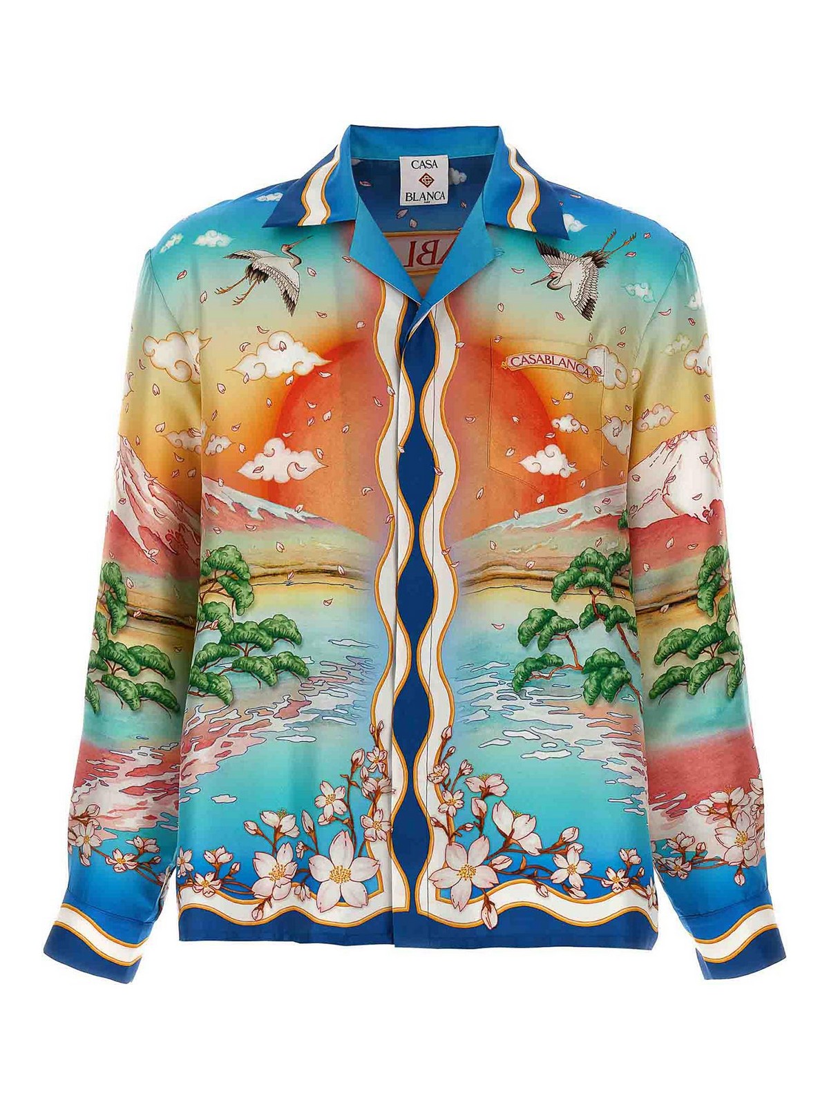 Casablanca Tennis Club Convertible-collar Printed Silk-twill Shirt In Multi