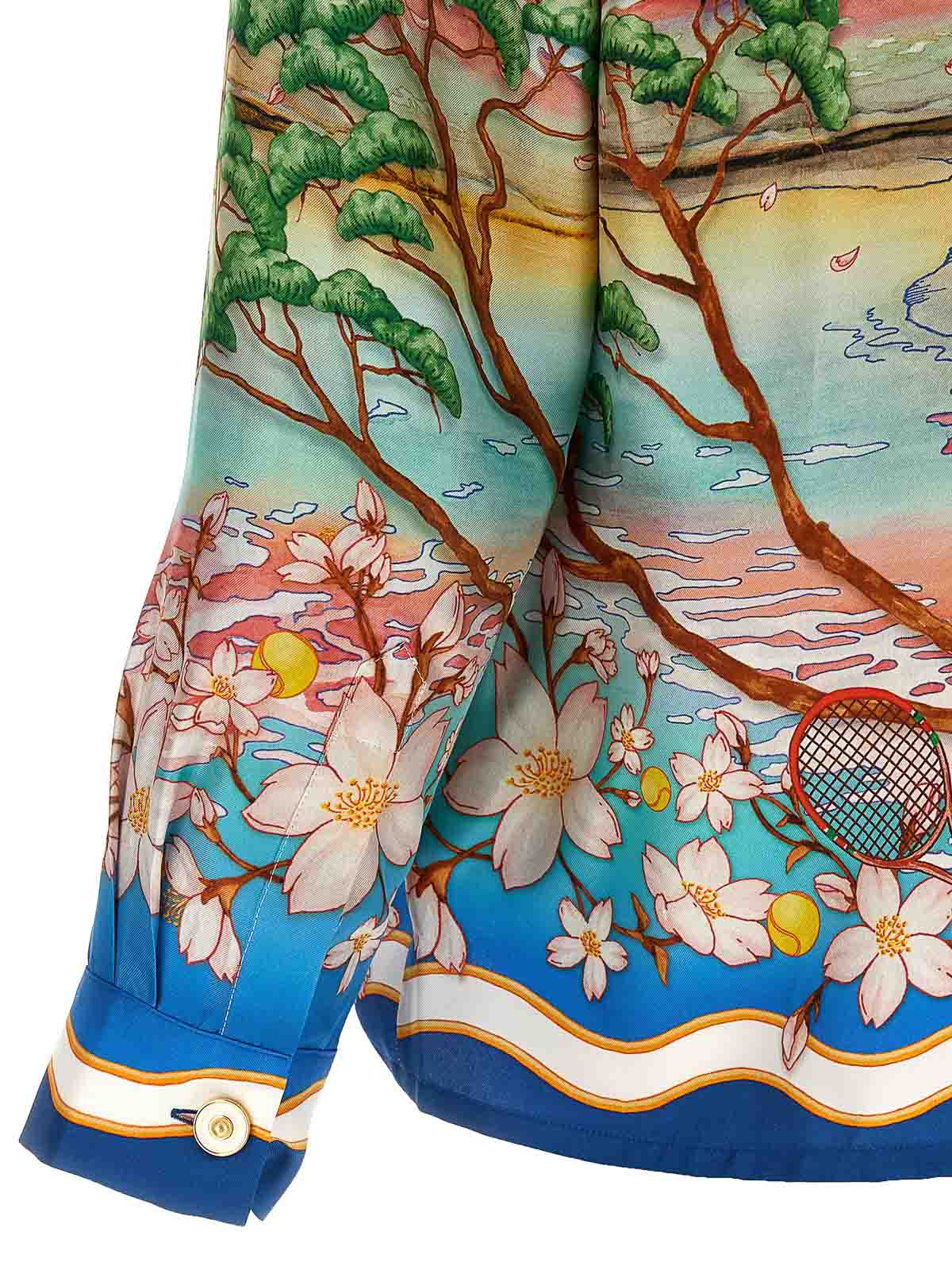Casablanca Tennis Club Convertible-collar Printed Silk-twill Shirt In Multi