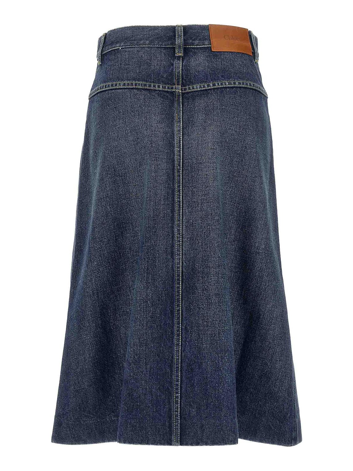 Chloé Knee-length Skirt In Washed Blue Denim Women In Blue