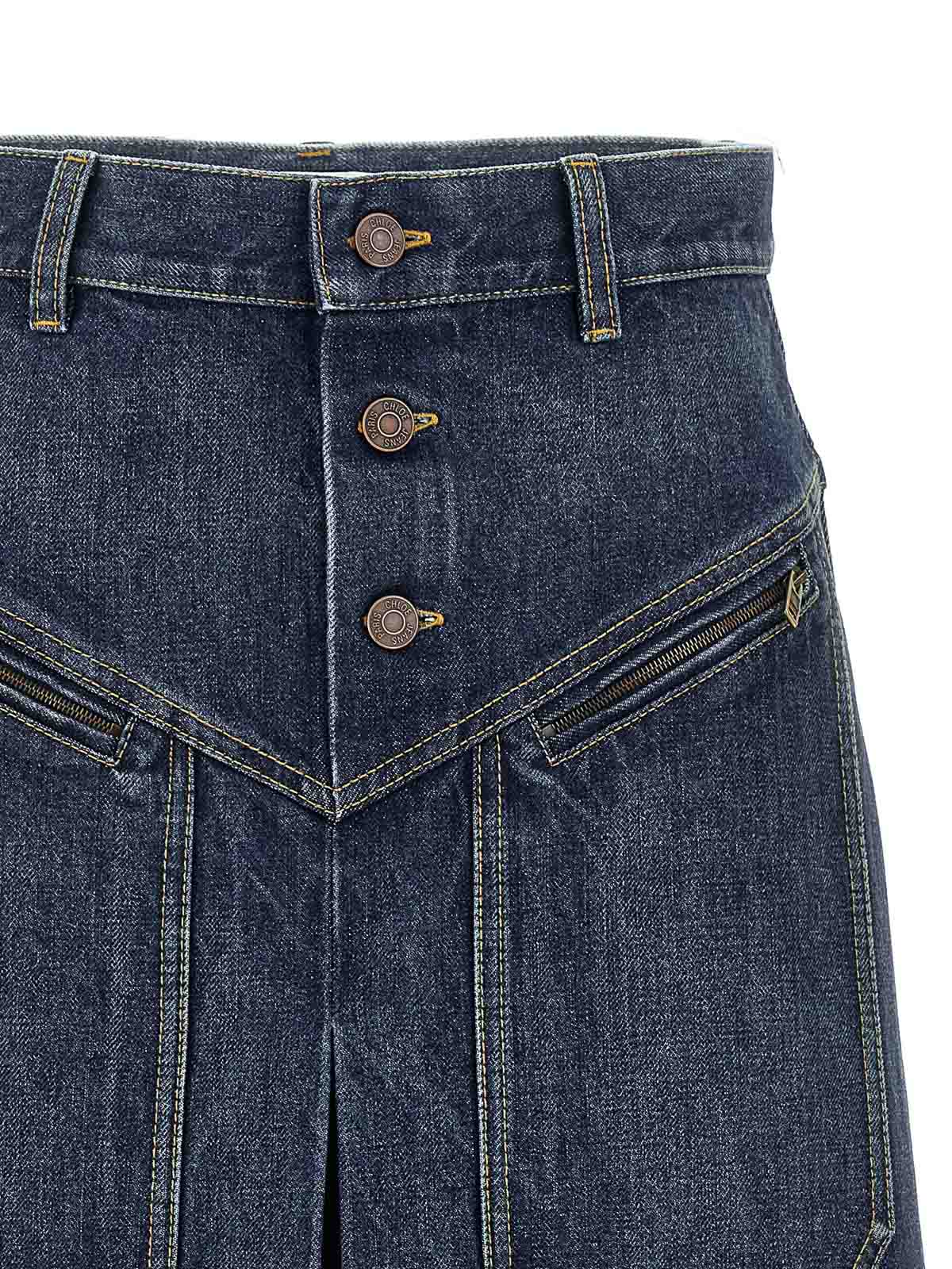 Chloé Knee-length Skirt In Washed Blue Denim Women In Blue