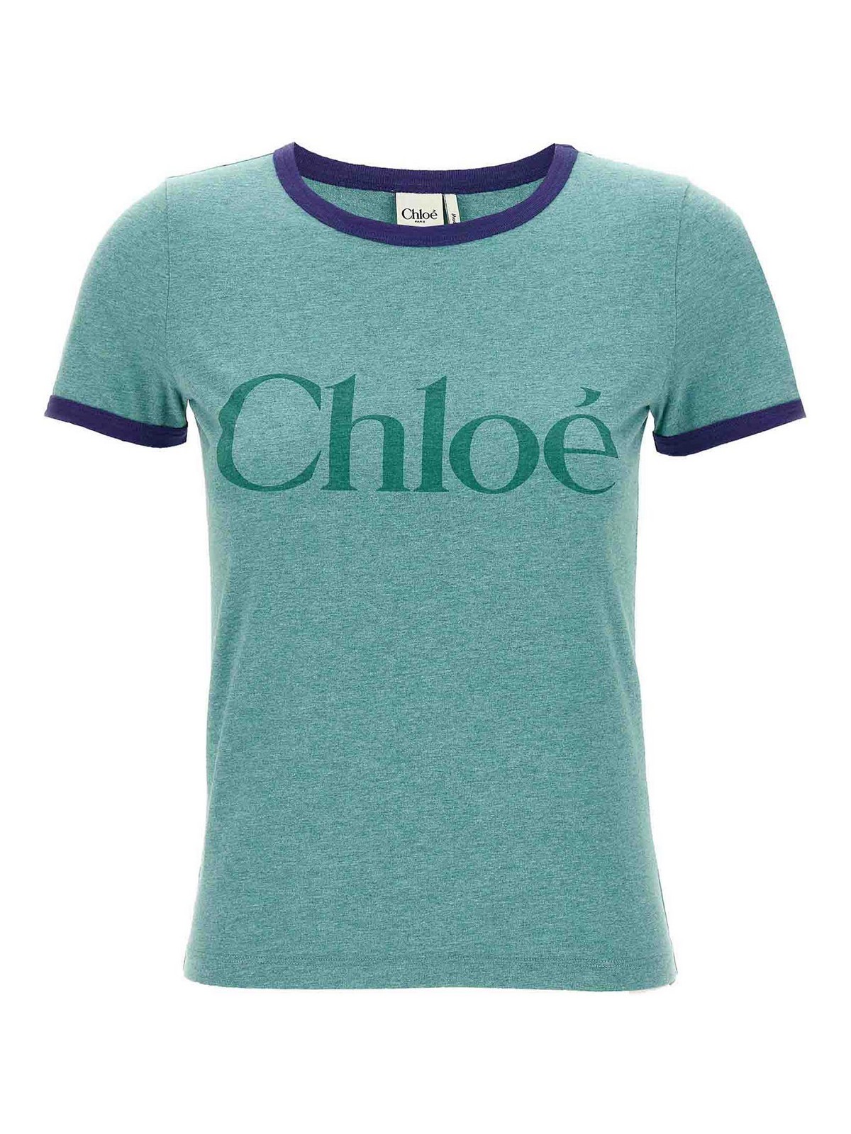 Chloé Logo Print Short-sleeved T-shirt In Green