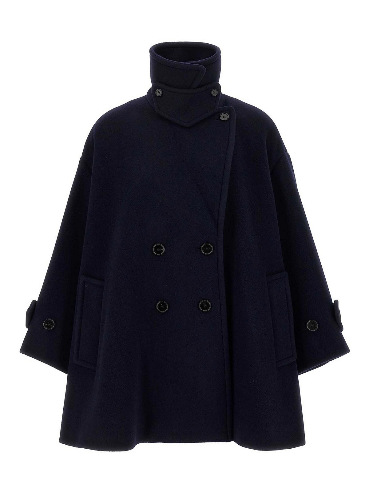 Chloé Double Breasted Wool Coat In Blue