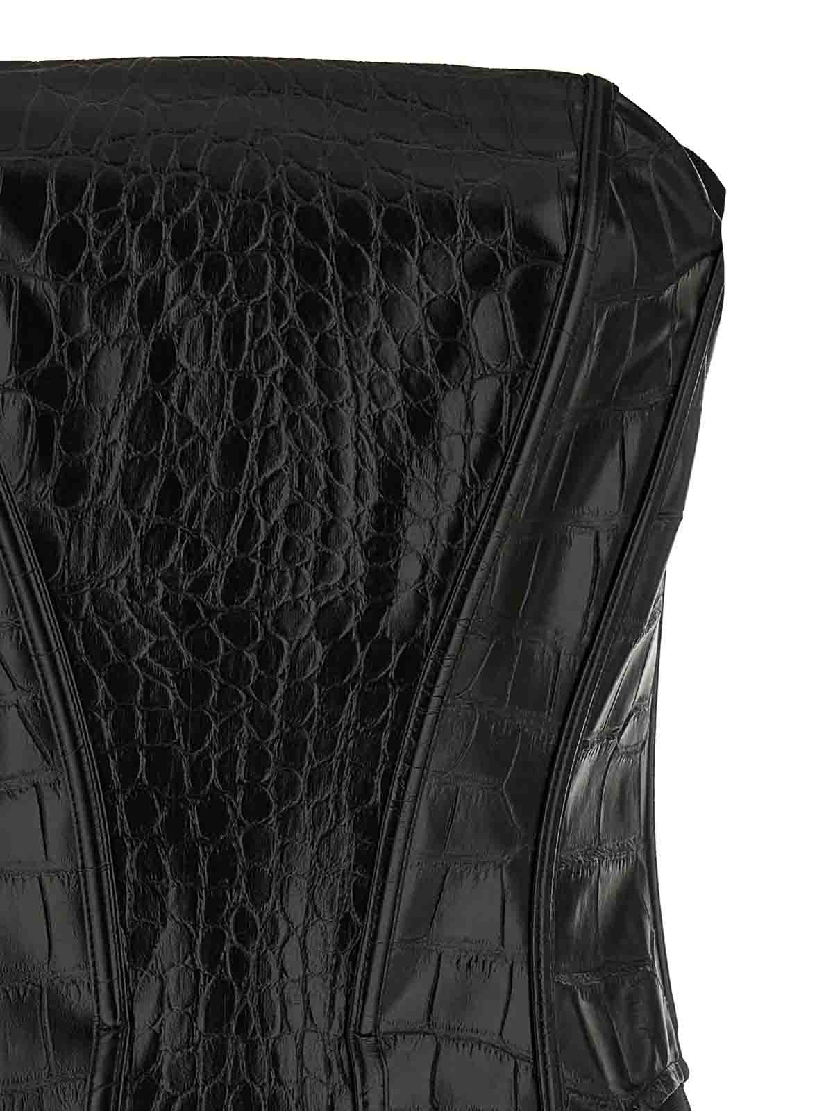 Elisabetta Franchi Croc-embossed Sheer Paneling Sleeveless Dress In Black